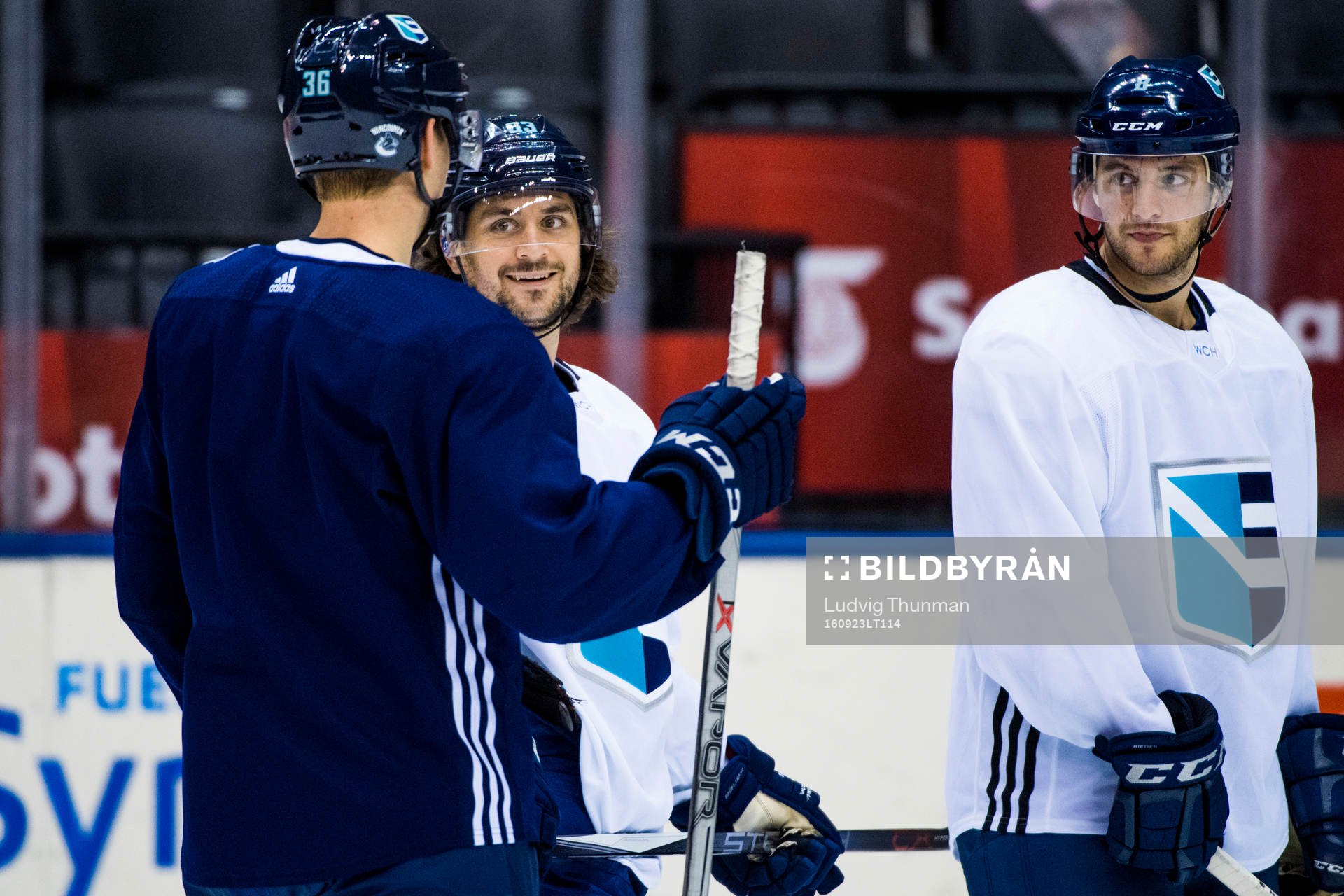 Europas Jannik Hansen, Mats Zuccarello och Tobias Rieder