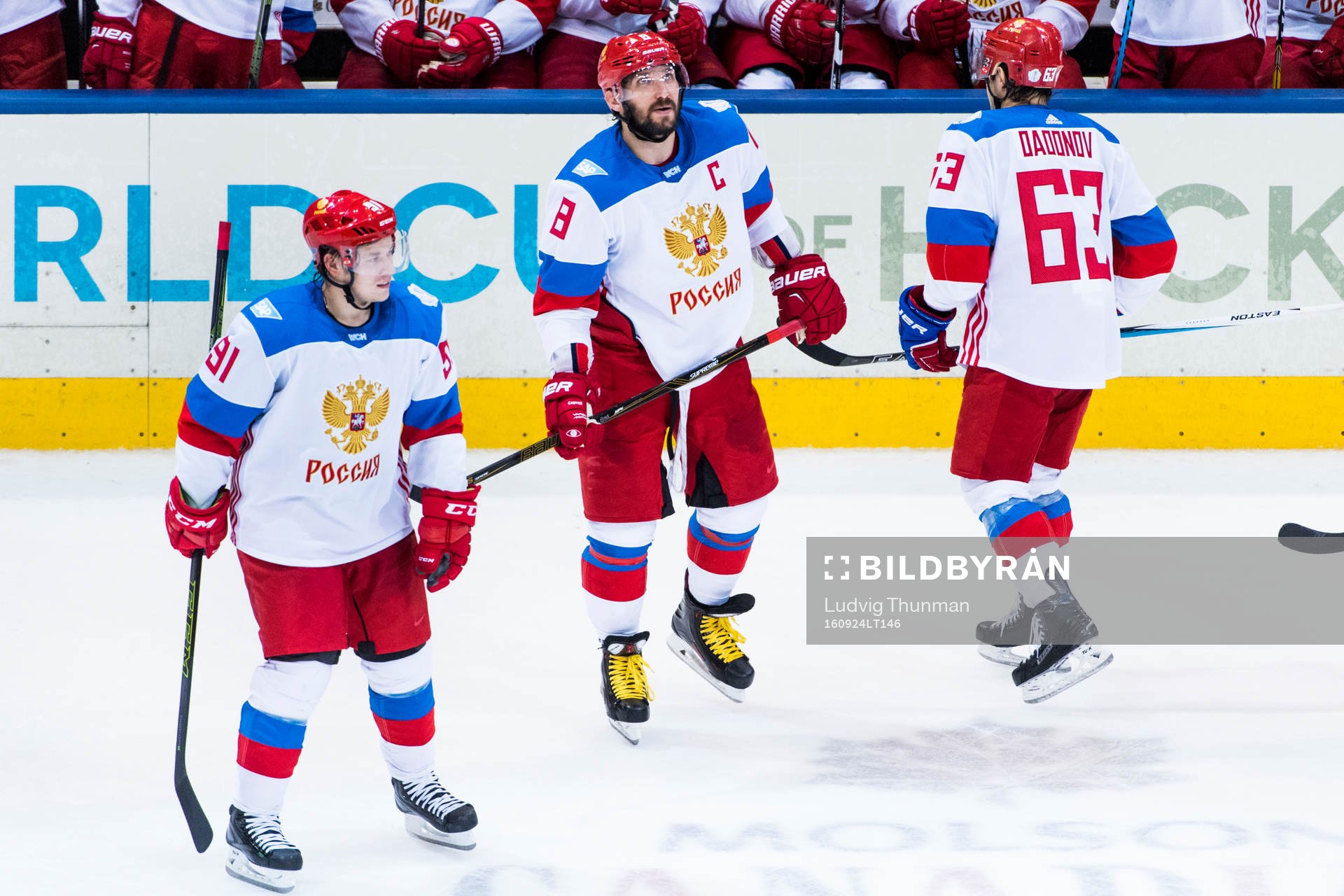 Rysslands Vladimir Tarasenko och Alex Ovechkin