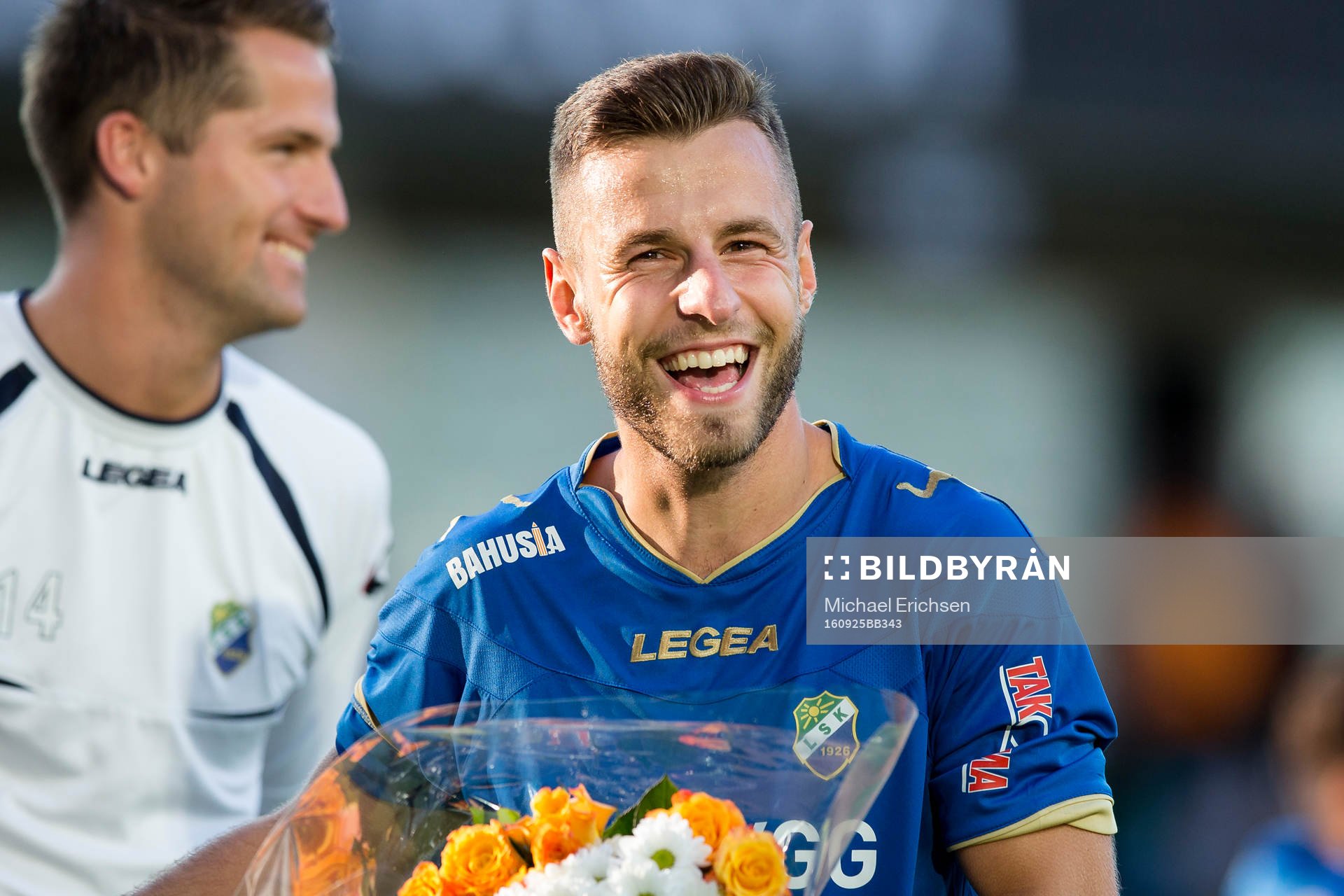 Ljungskiles Admir Bajrovic glad efter fotbollsmatchen i Superettan mellan GAIS och Ljungskile den 25 september 2016 i Göteborg.