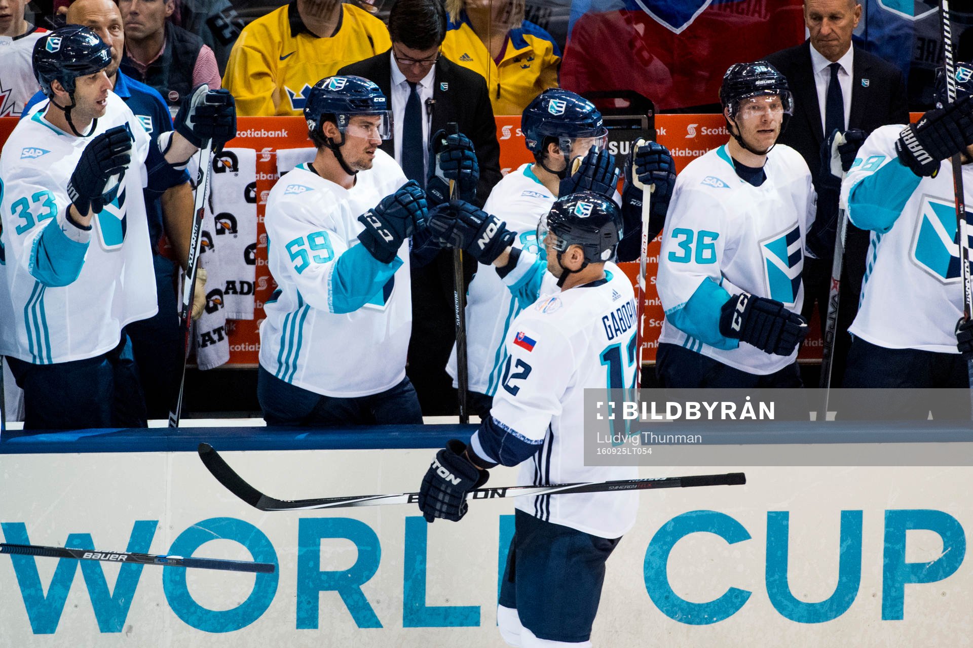 Europas Marian Gaborik jublar med bänken