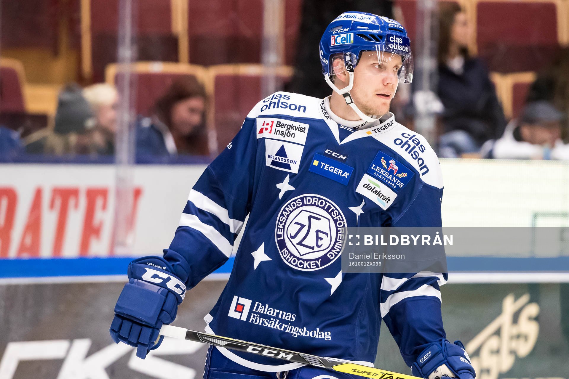 Leksands Lukas Ericsson i ishockeymatchen i SHL mellan