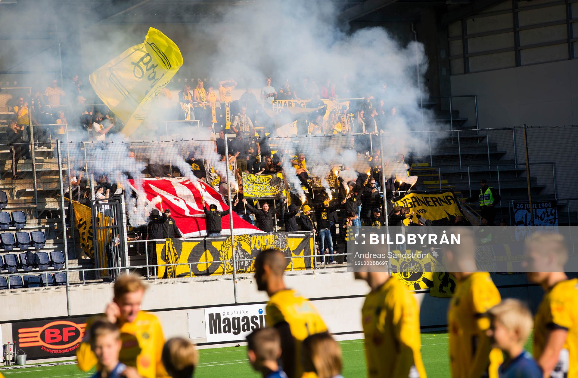 Elfsborgs klack med pyroteknik fotbollsmatchen i