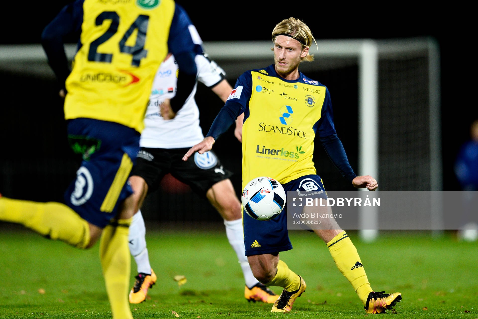 Ängelholms Philip Bernholtz under fotbollsmatchen i Superettan mellan Ängelholm och Frej den 3 oktober 2016 i Ängelholm.