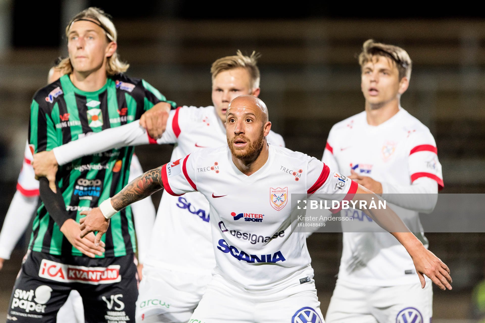 Assyriskas Kenny Pavey under fotbollsmatchen i Superettan mellan Varberg och Assyriska den 4 oktober 2016 i Varberg.