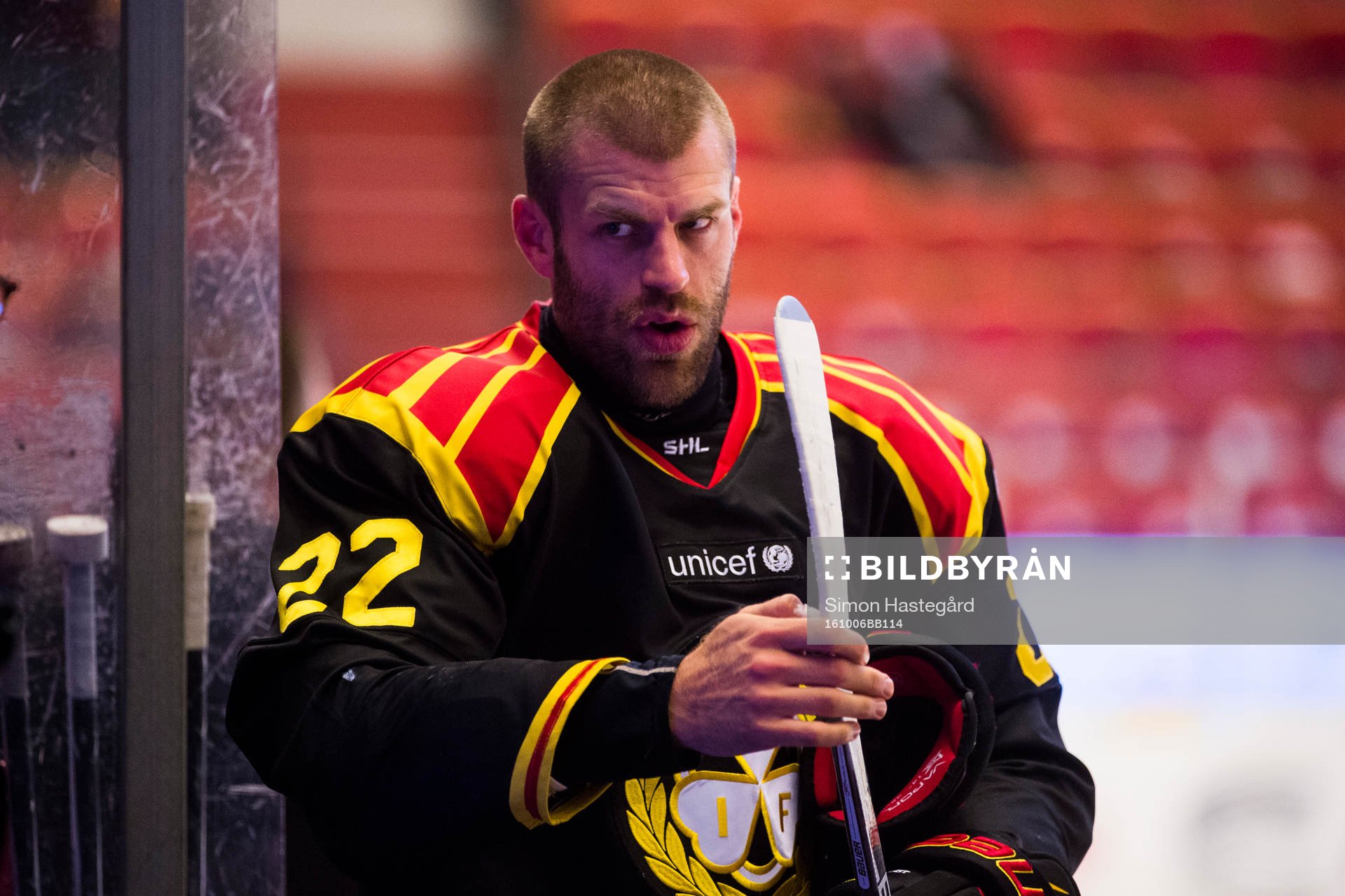 Brynäs Jörgen Sundqvist före ishockeymatchen i SHL