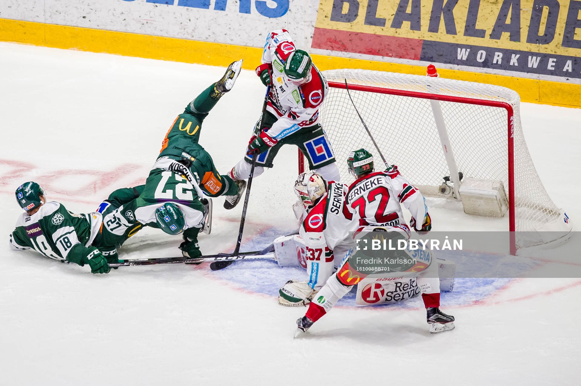Färjestads Andreas Jämtin, John Persson och Frölundas