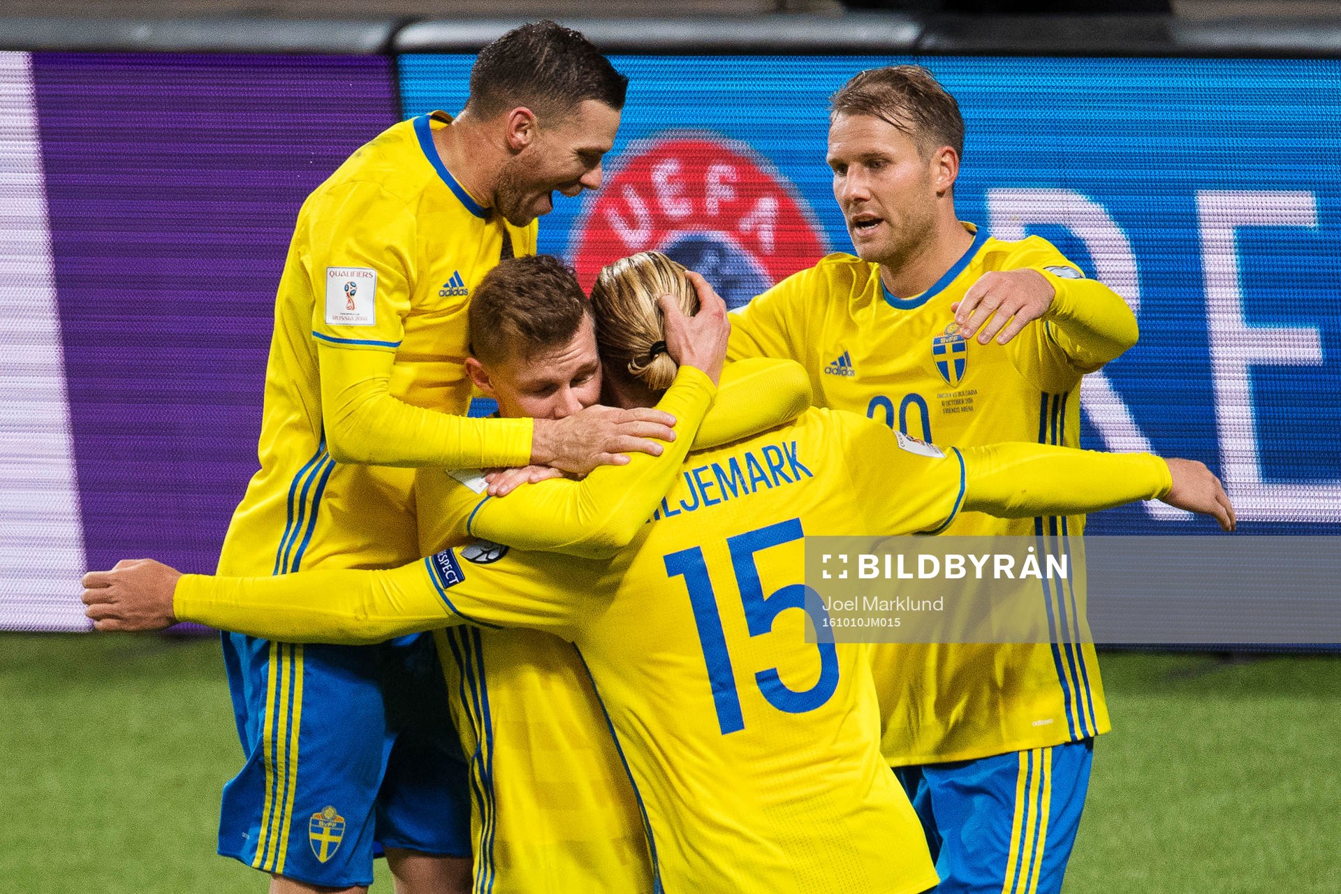 Sveriges Marcus Berg, Emil Krafth, Oscar Hiljemark och Ola