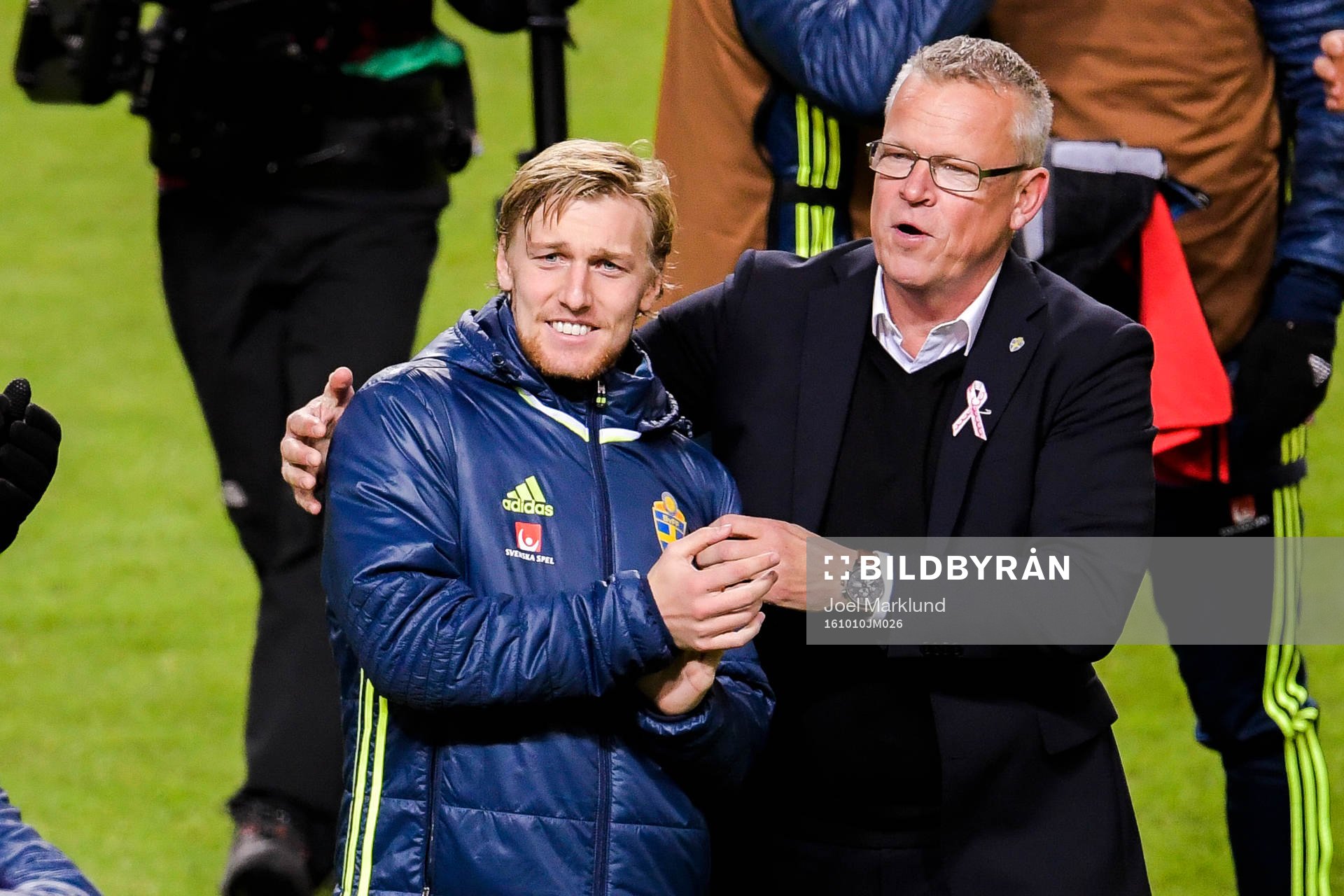 Sveriges Emil Forsberg och förbundskapten Janne Andersson