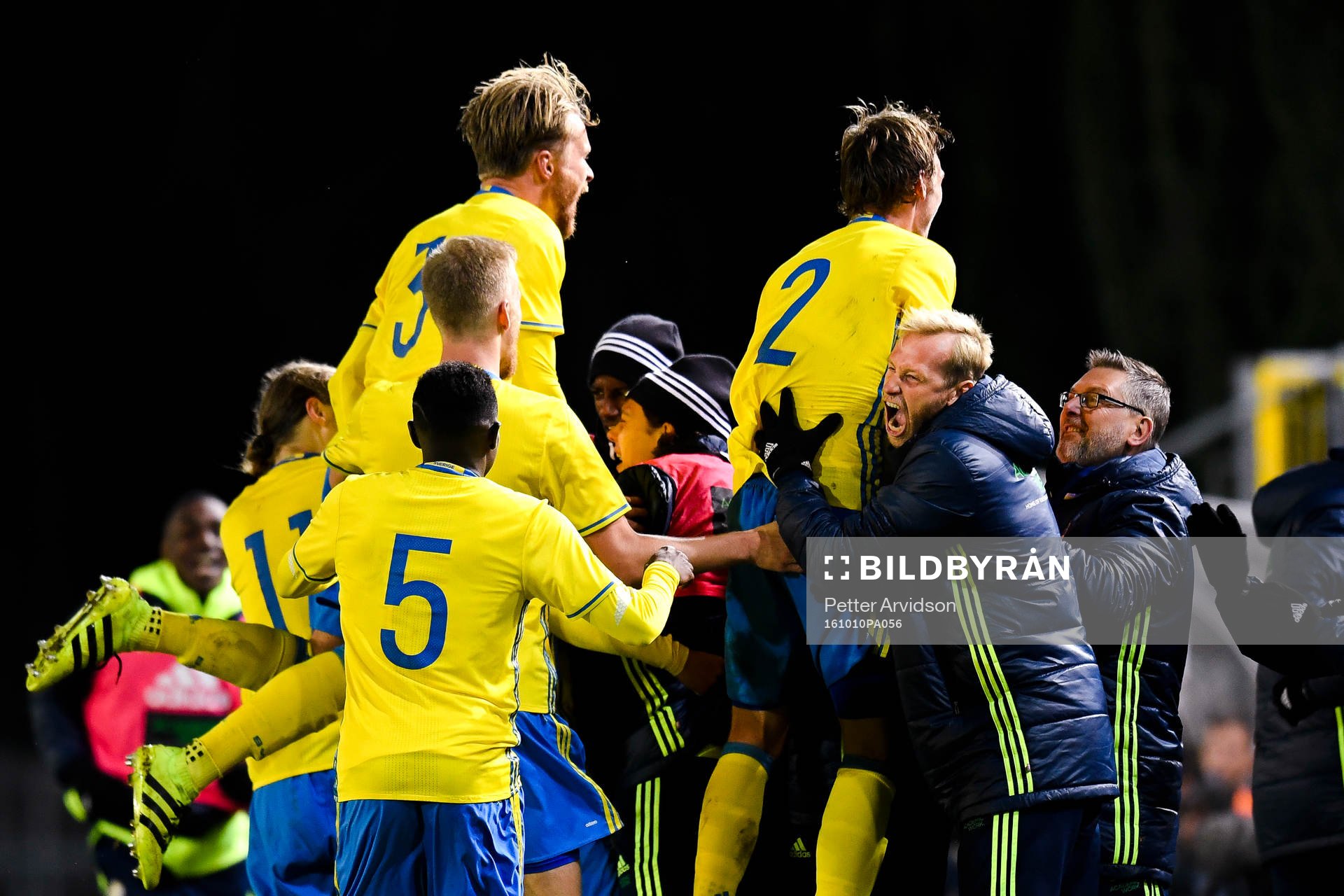 Sveriges spelare  jublar