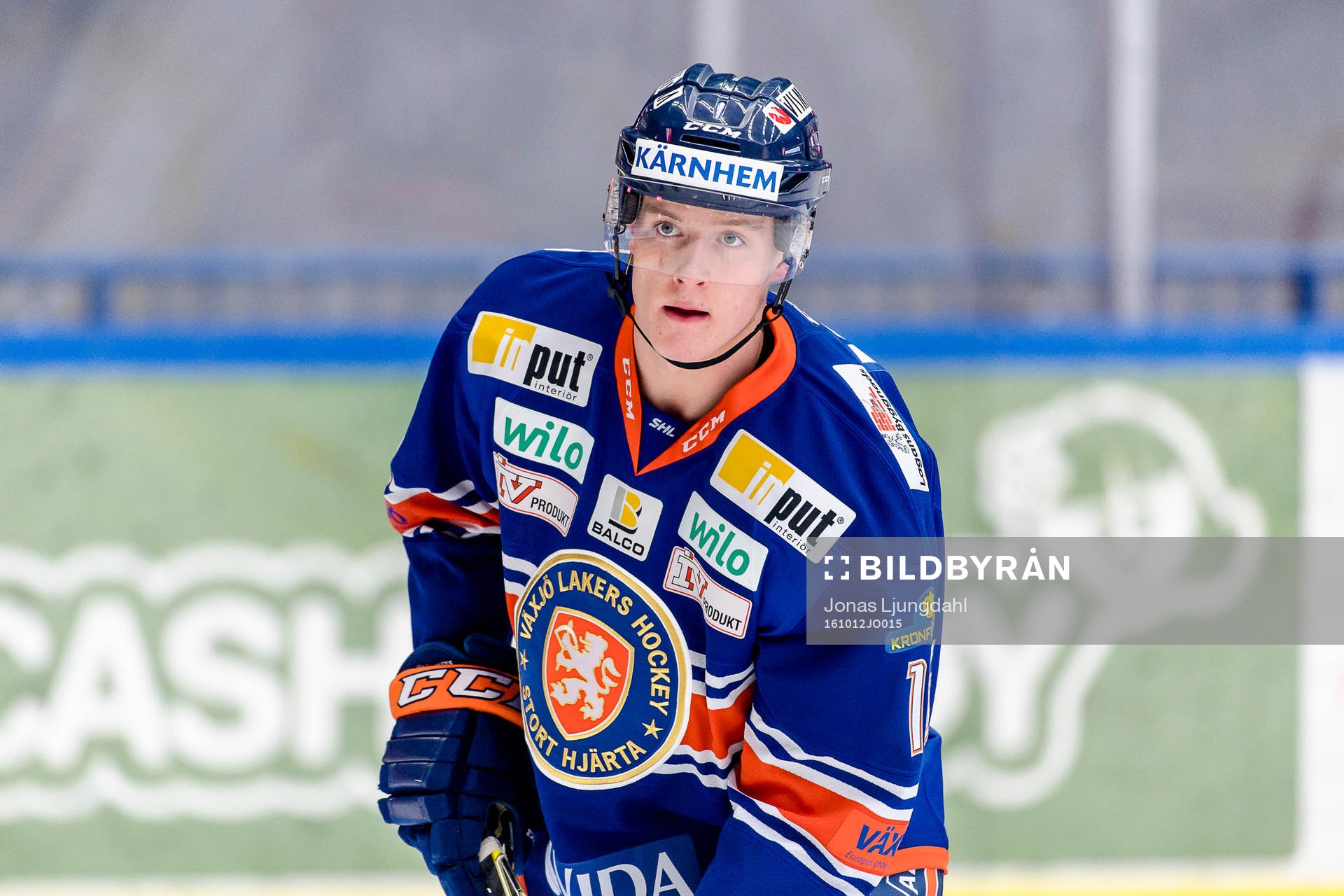 Växjös Albin Storm före ishockeymatchen i SHL mellan