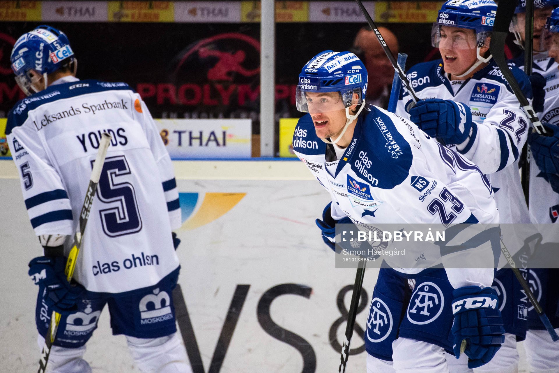 Leksands Ben Youds, Sondre Olden och Martin Grönberg jublar