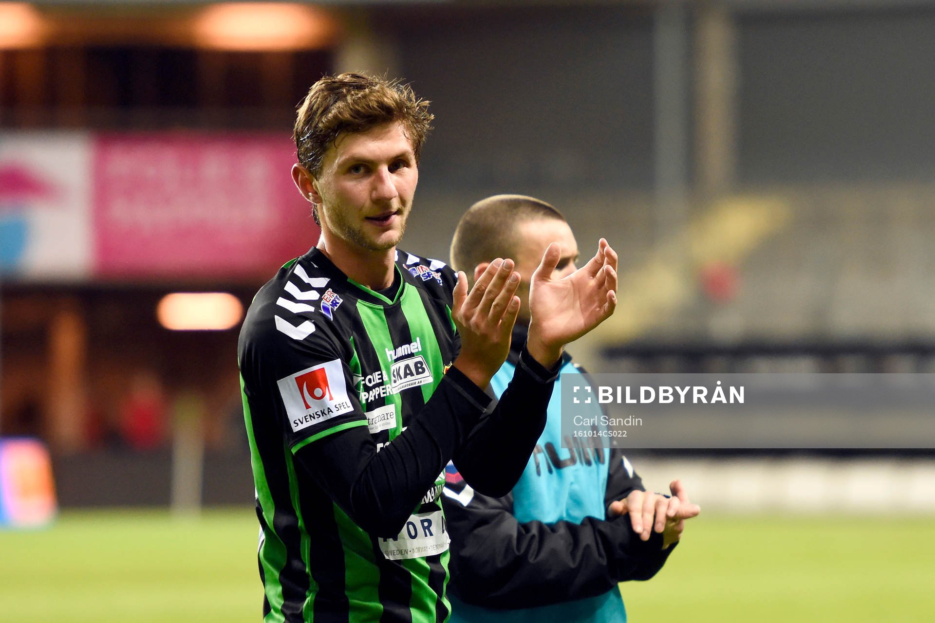 GAIS Alibek Aliev jublar efter fotbollsmatchen i Superettan mellan GAIS och Halmstad den 14 oktober 2016 i Göteborg.