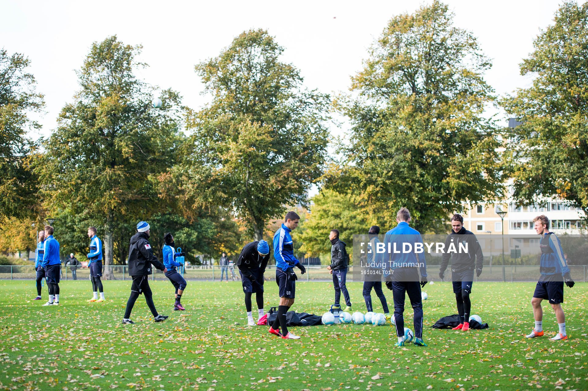 Översiktsbild över en fotbollsträning med Malmö FF