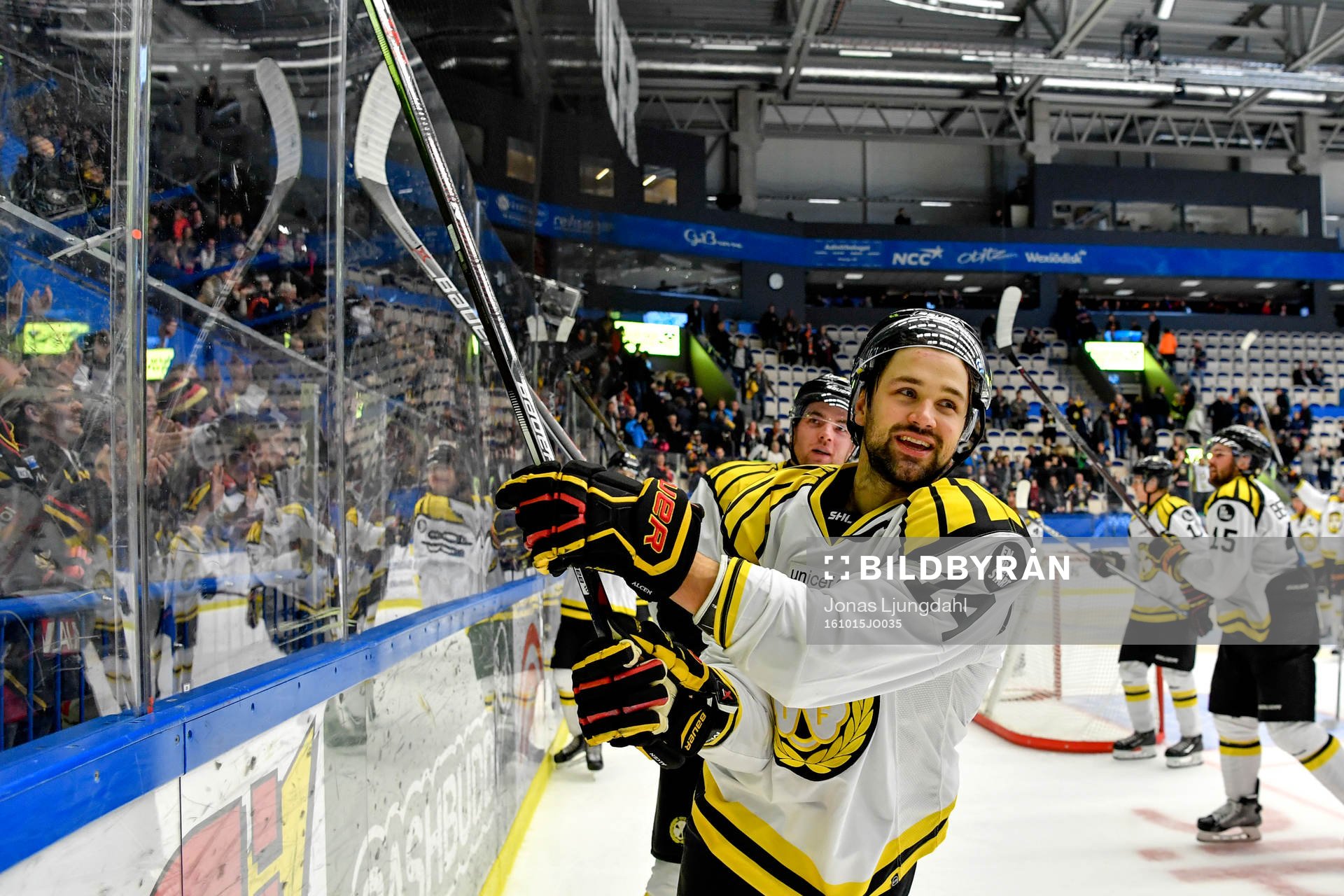 Brynäs Johan Alcén jublar med publiken