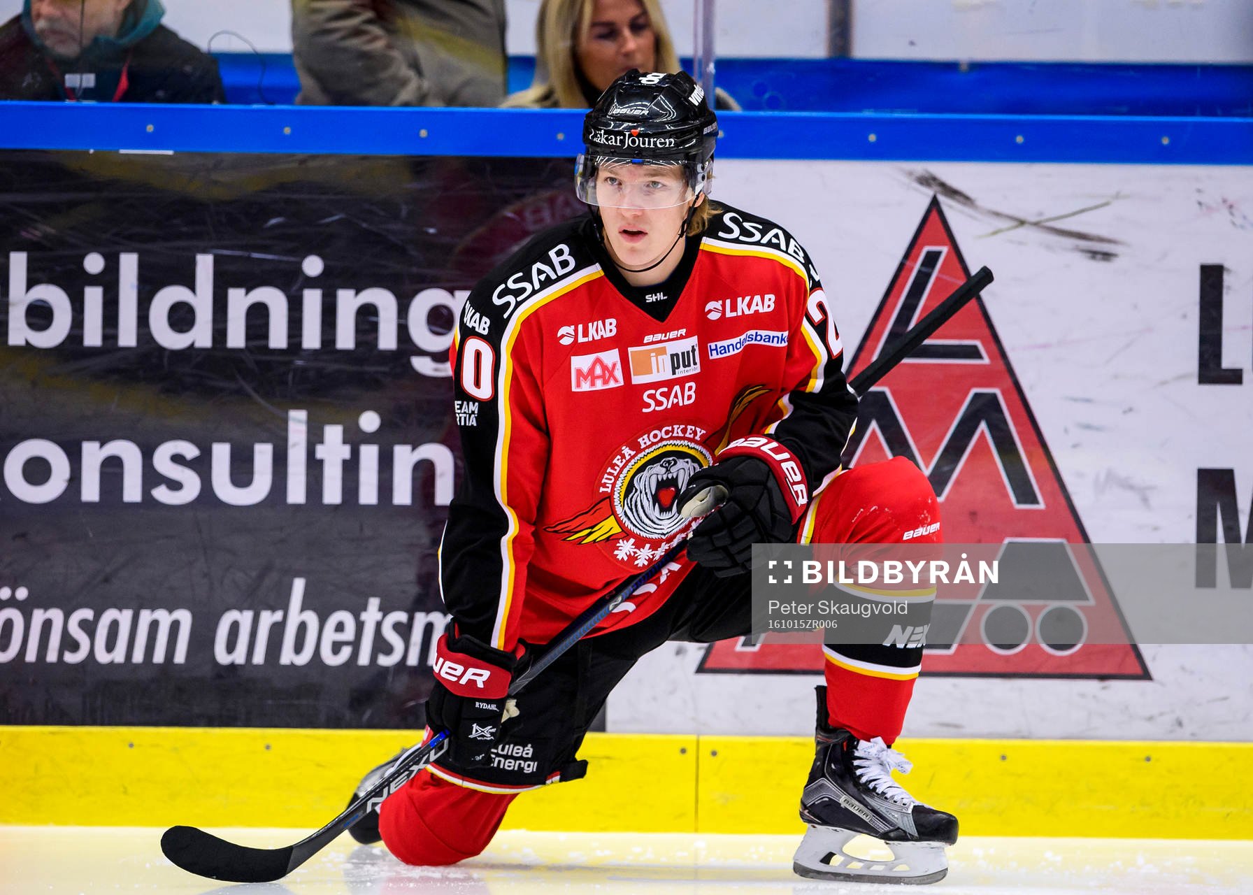 Luleås Gustav Rydahl på uppvärmningen