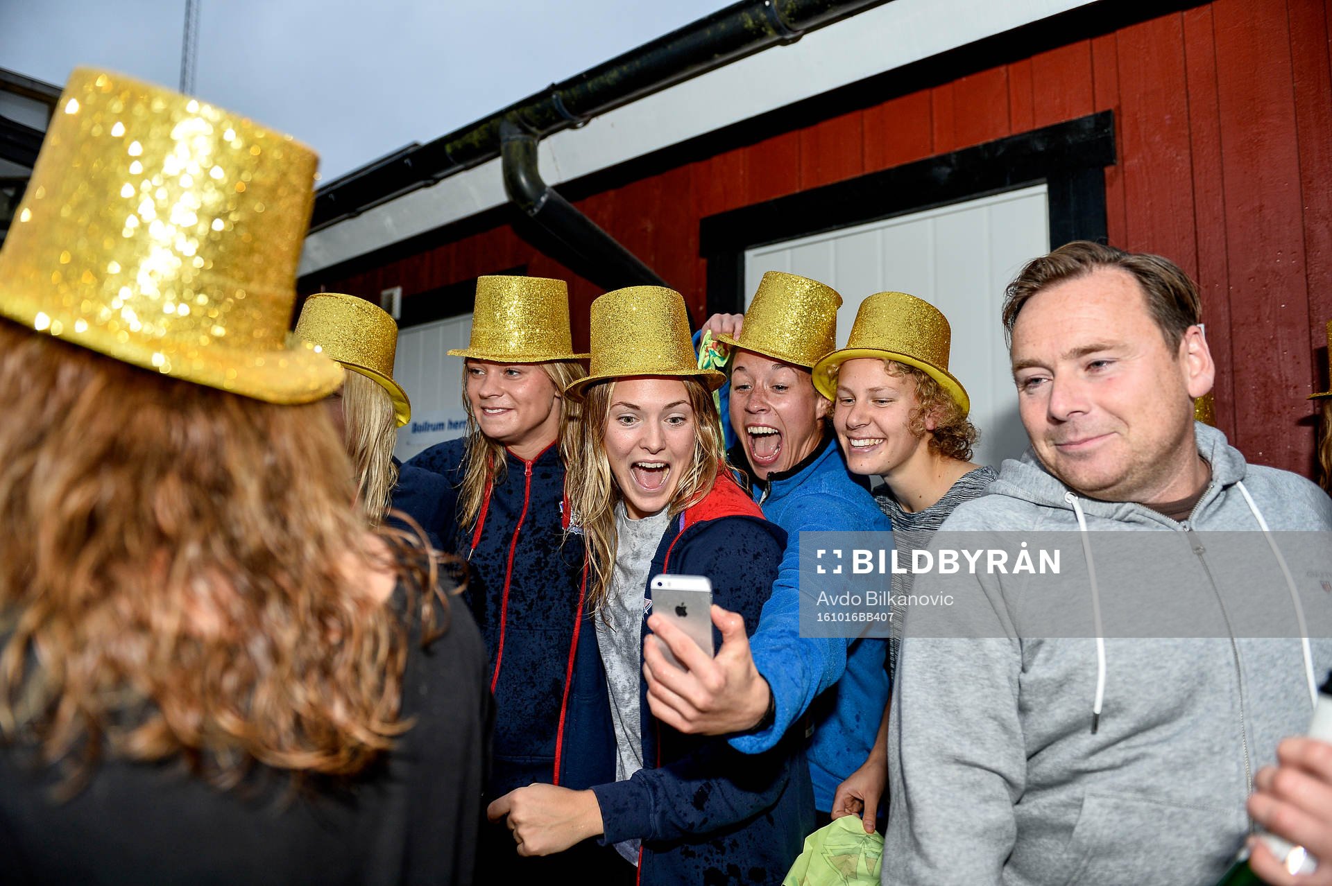 Linköping jublar efter att SM-Guldet är klart efter fotbollsmatchen i Damallsvenskan mellan Vittsjö och Linköping den 16 oktober 2016 i Vittsjö.