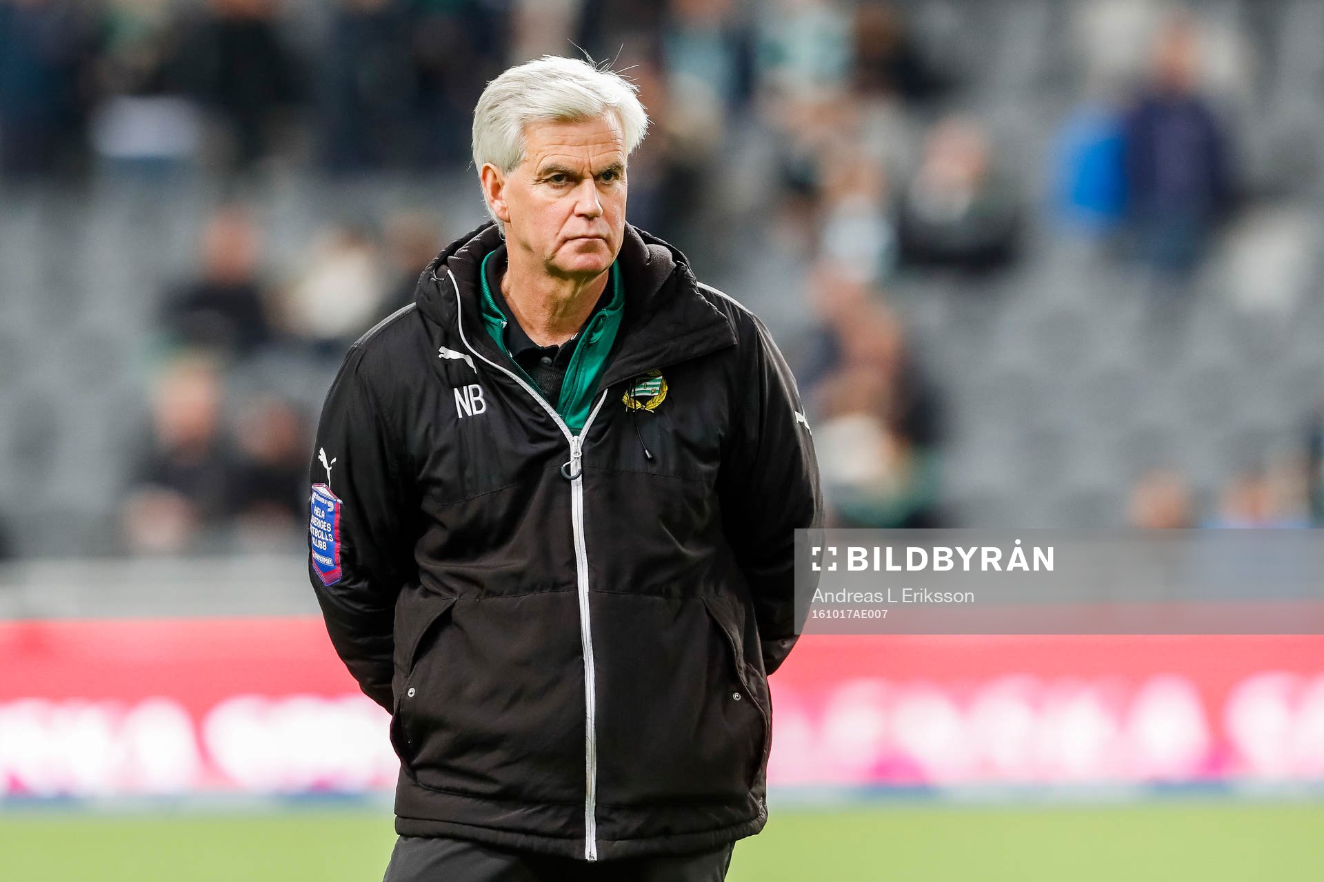 Hammarbys tränare Nanne Bergstrand före fotbollsmatchen i Allsvenskan mellan Hammarby och Djurgården den 17 oktober 2016 i Stockholm.