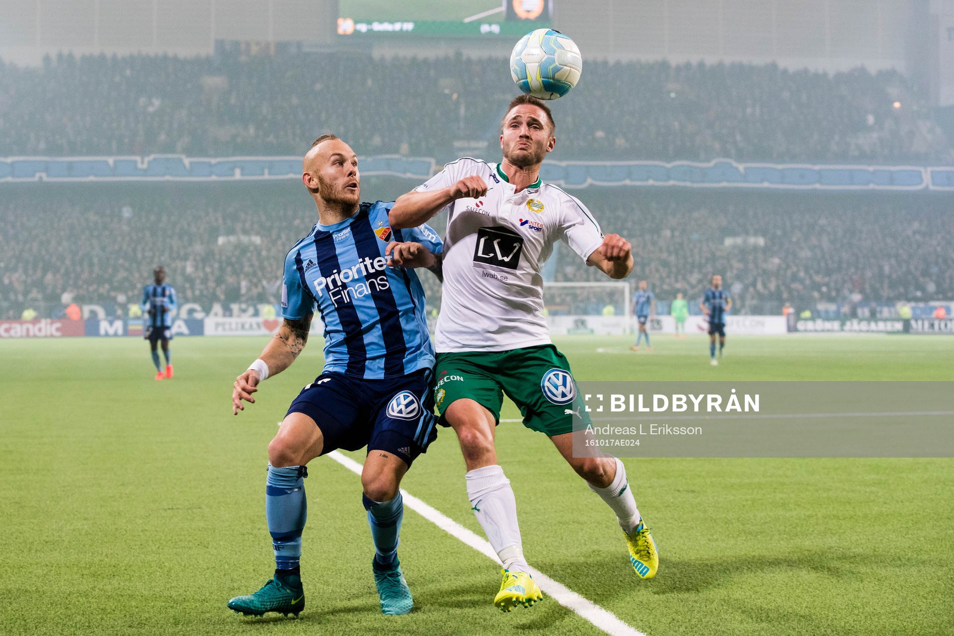 Djurgårdens Magnus Eriksson och Hammarbys Mats Solheim i