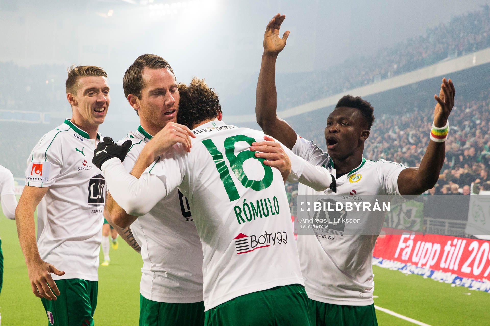 Hammarbys Birkir Már Saevarsson, Johan Persson, Romulo