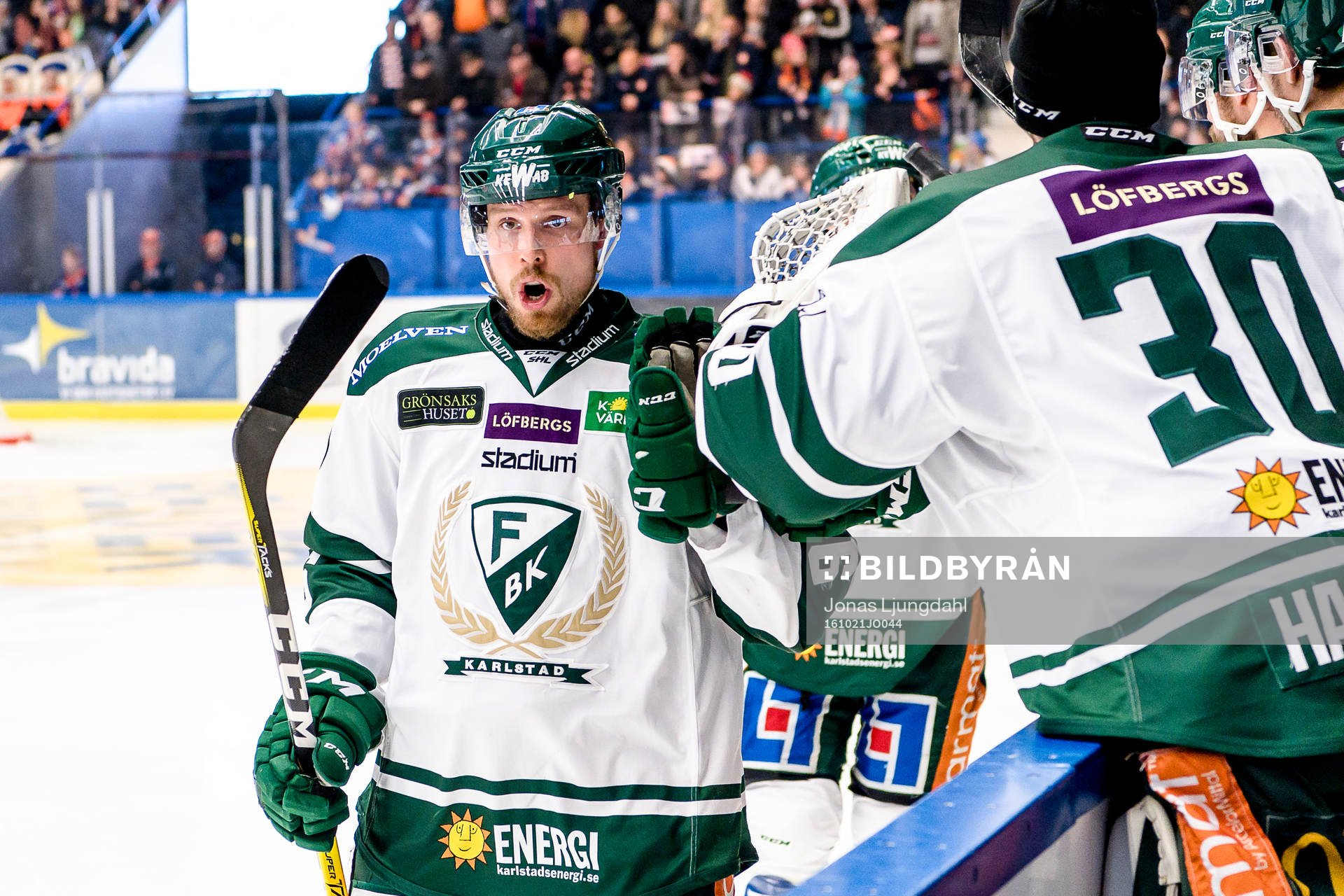 Färjestads Alexander Johansson jublar