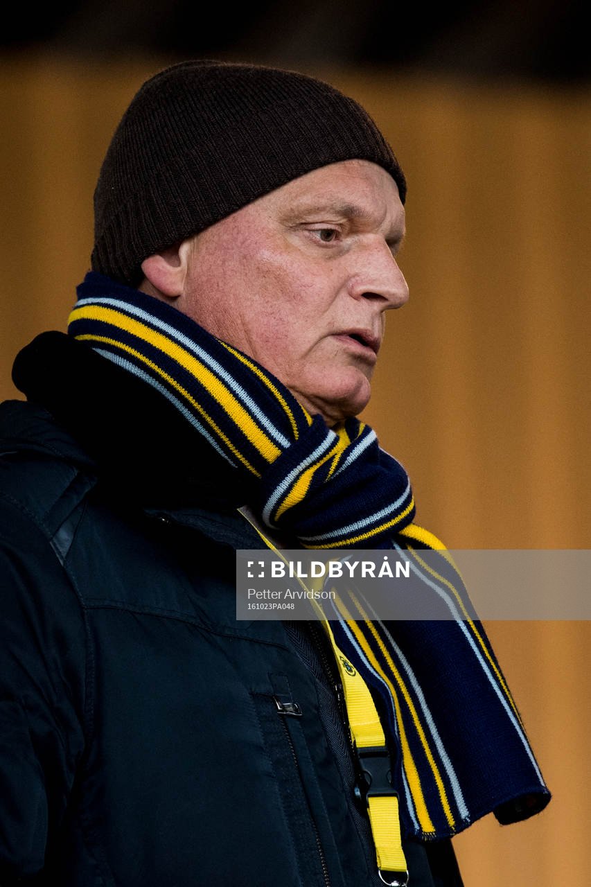 Ingvar Johansson vice ordförande och styrelseledamot i Ängelholm FF under fotbollsmatchen i Superettan mellan Ängelholm och Athletic den 23 oktober 2016 i Ängelholm.