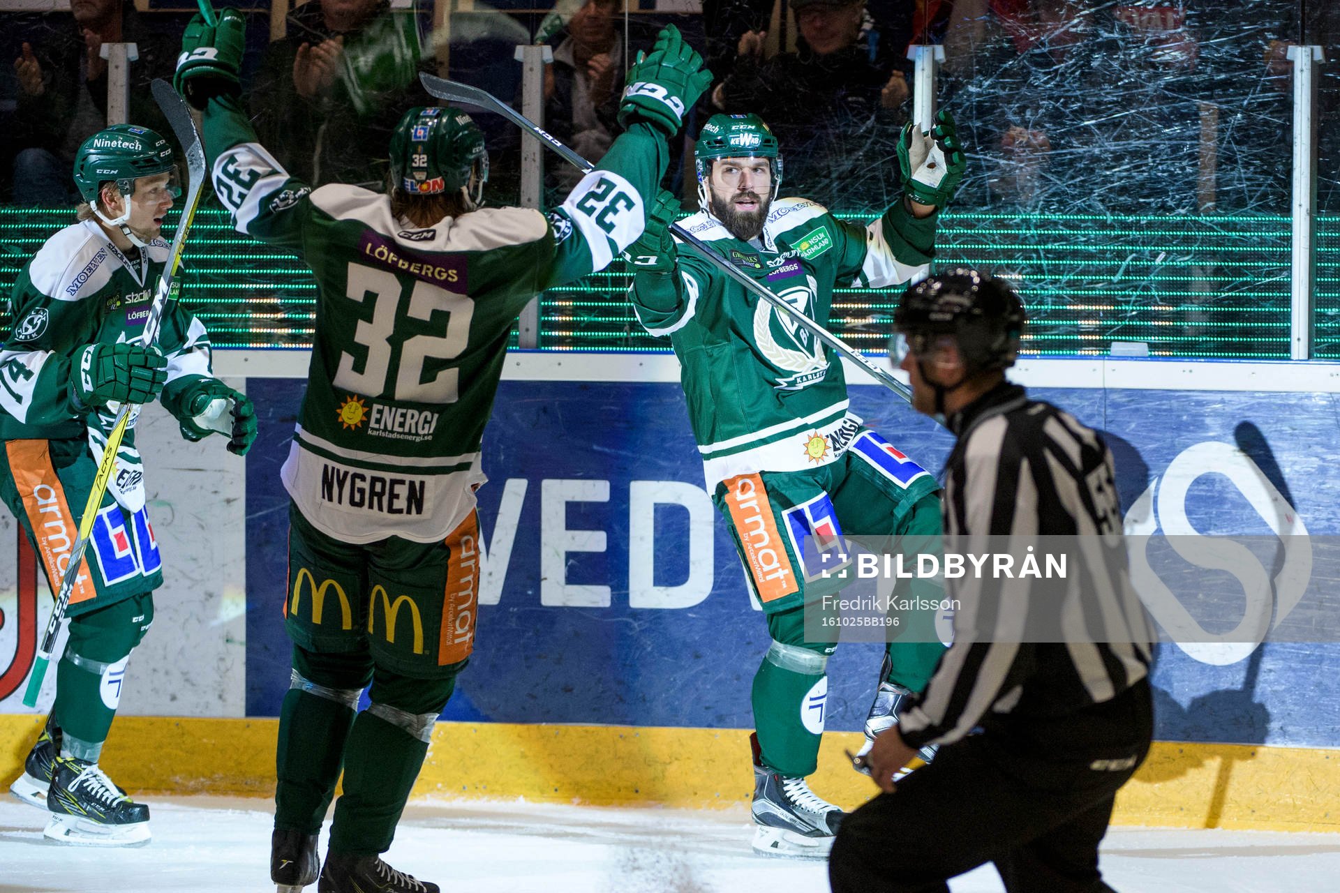 Färjestads Rasmus Asplund, Magnus Nygren och Milan Gulas