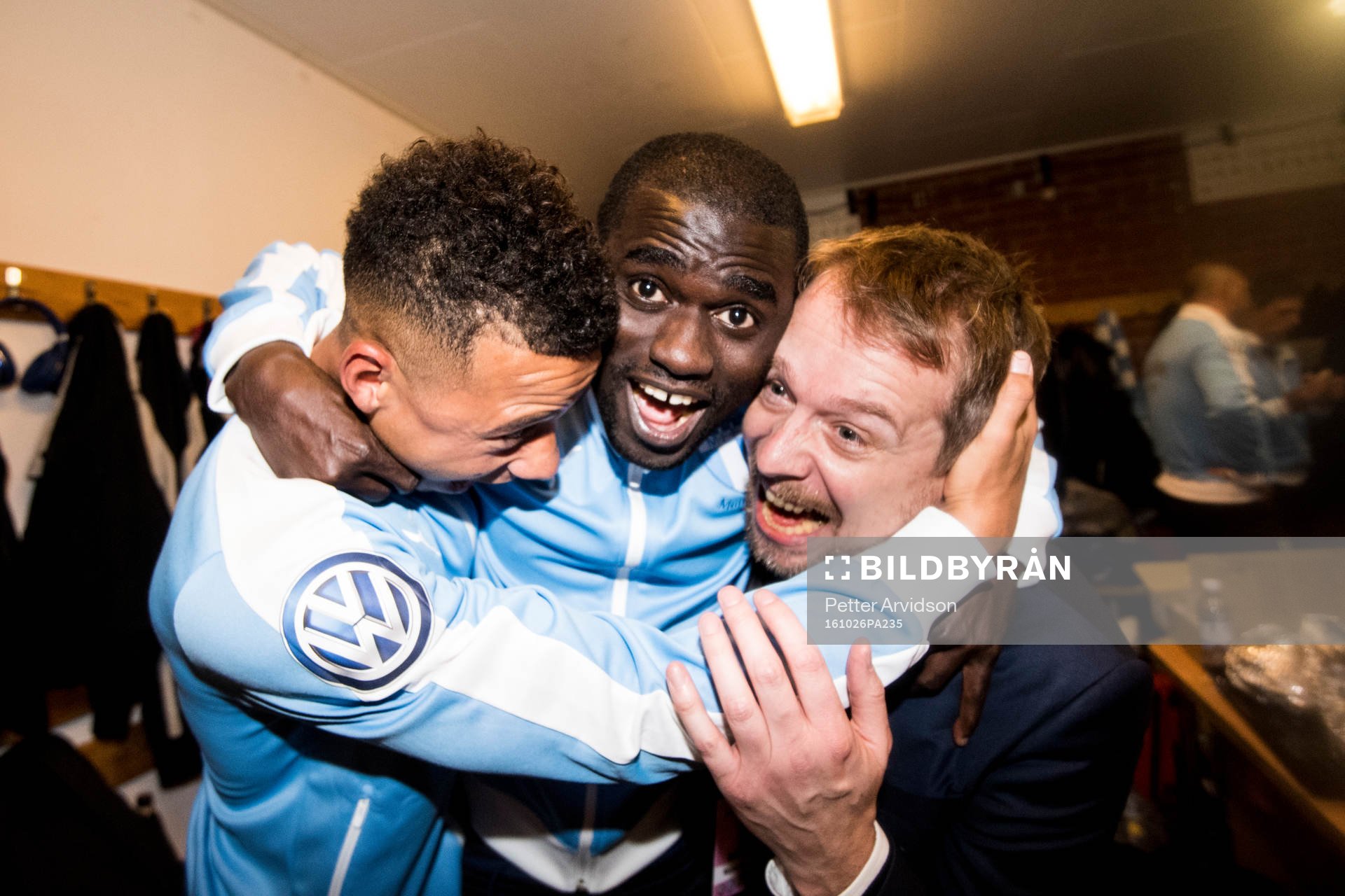 Malmö FFs Tobias Sana, Enock Kofi Adu och Peter Åhlander,