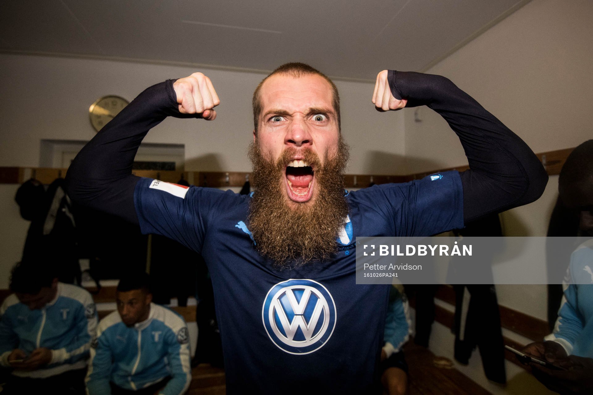 Malmö FFs Jo Inge Berget jublar i omklädningsrummet