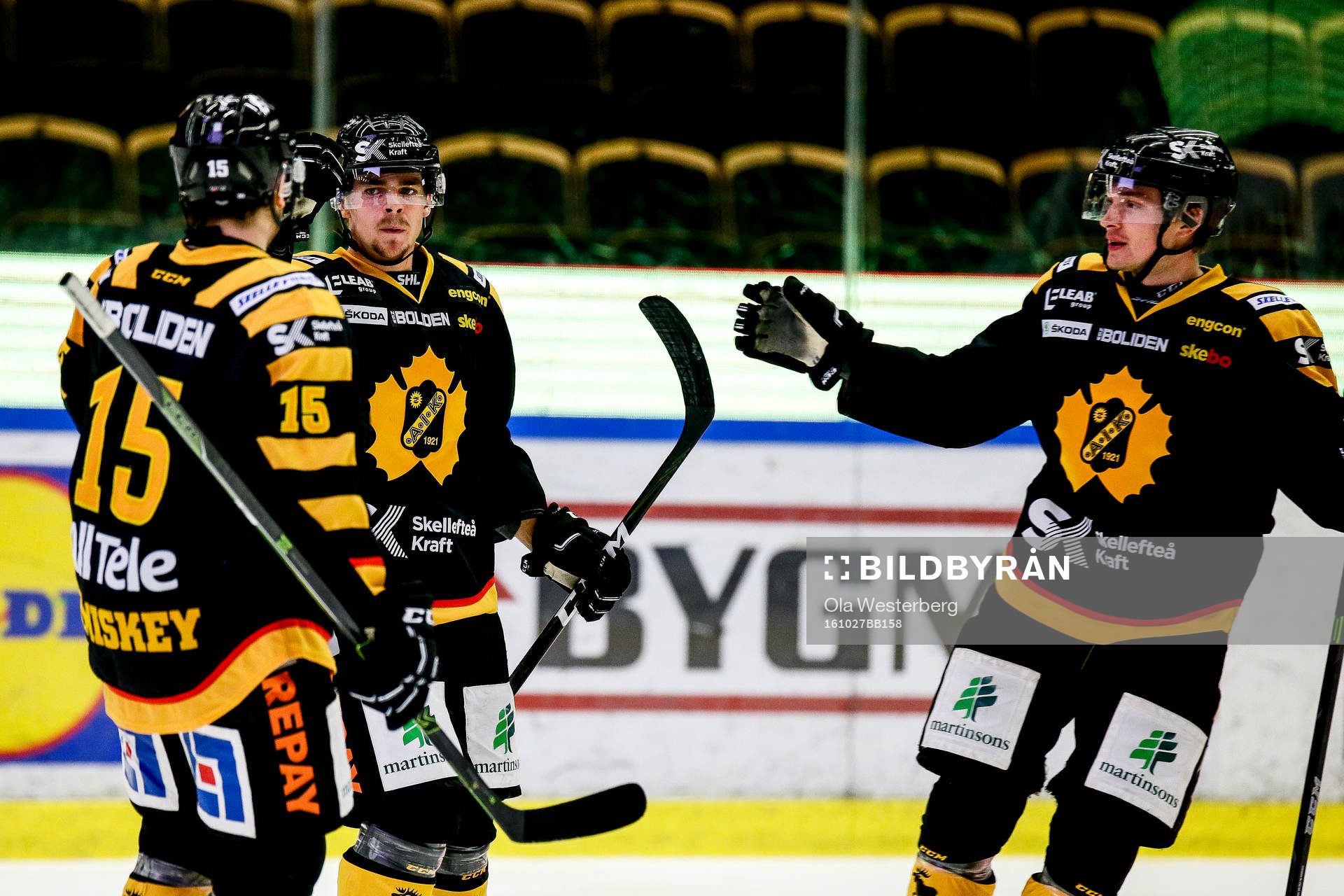 Skellefteås Emil Djuse , Kyle Cumiskey och Adam Pettersson