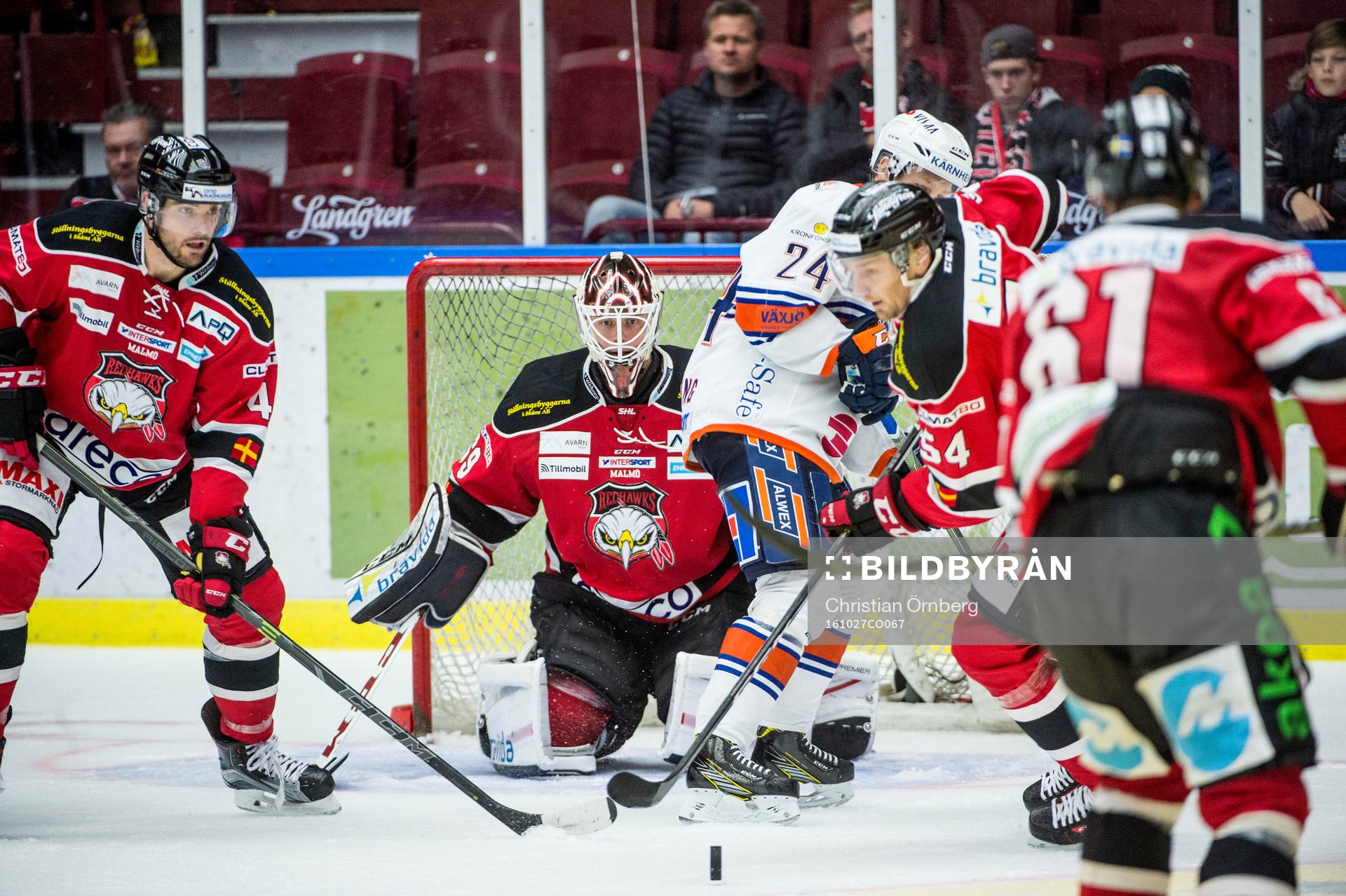 Växjös Joakim Hillding mot Malmö Redhawks Noah Welch,