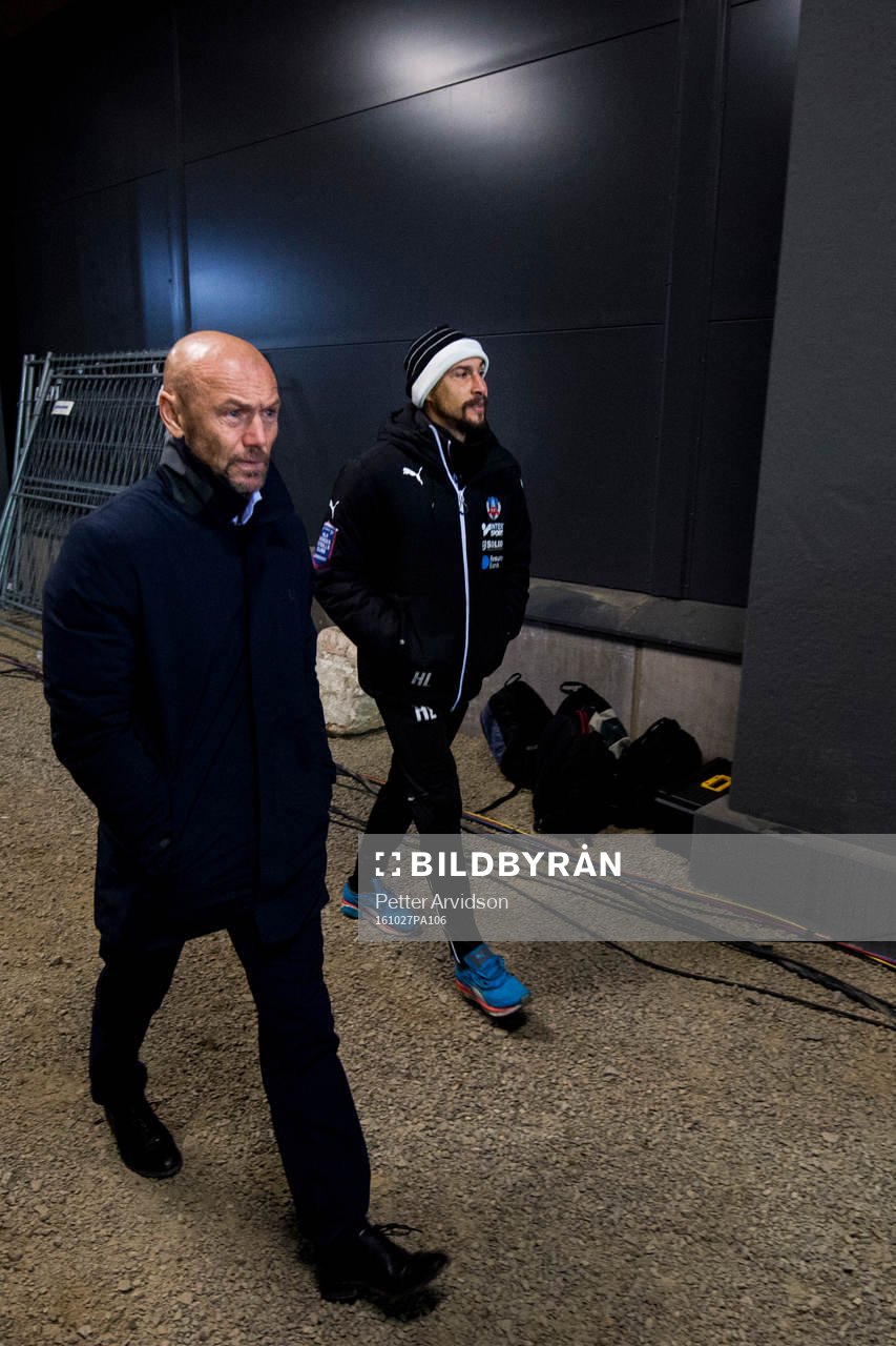 Djurgårdens tränare Mark Dempsey och Helsingborgs manager