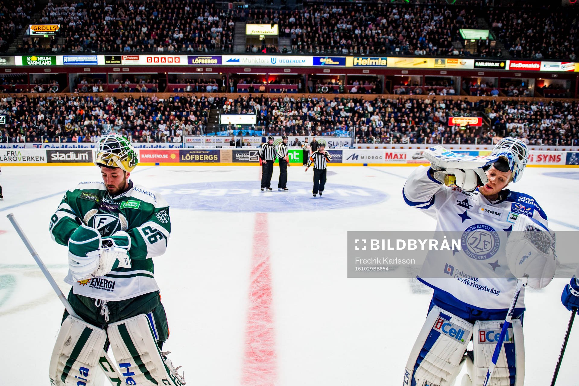 Färjestads målvakt Stefan Steen och Leksands målvakt