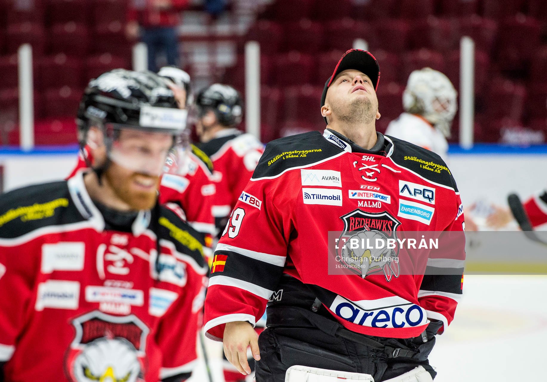 Malmö Redhawks målvakt målvakt Oscar Alsenfelt   deppar