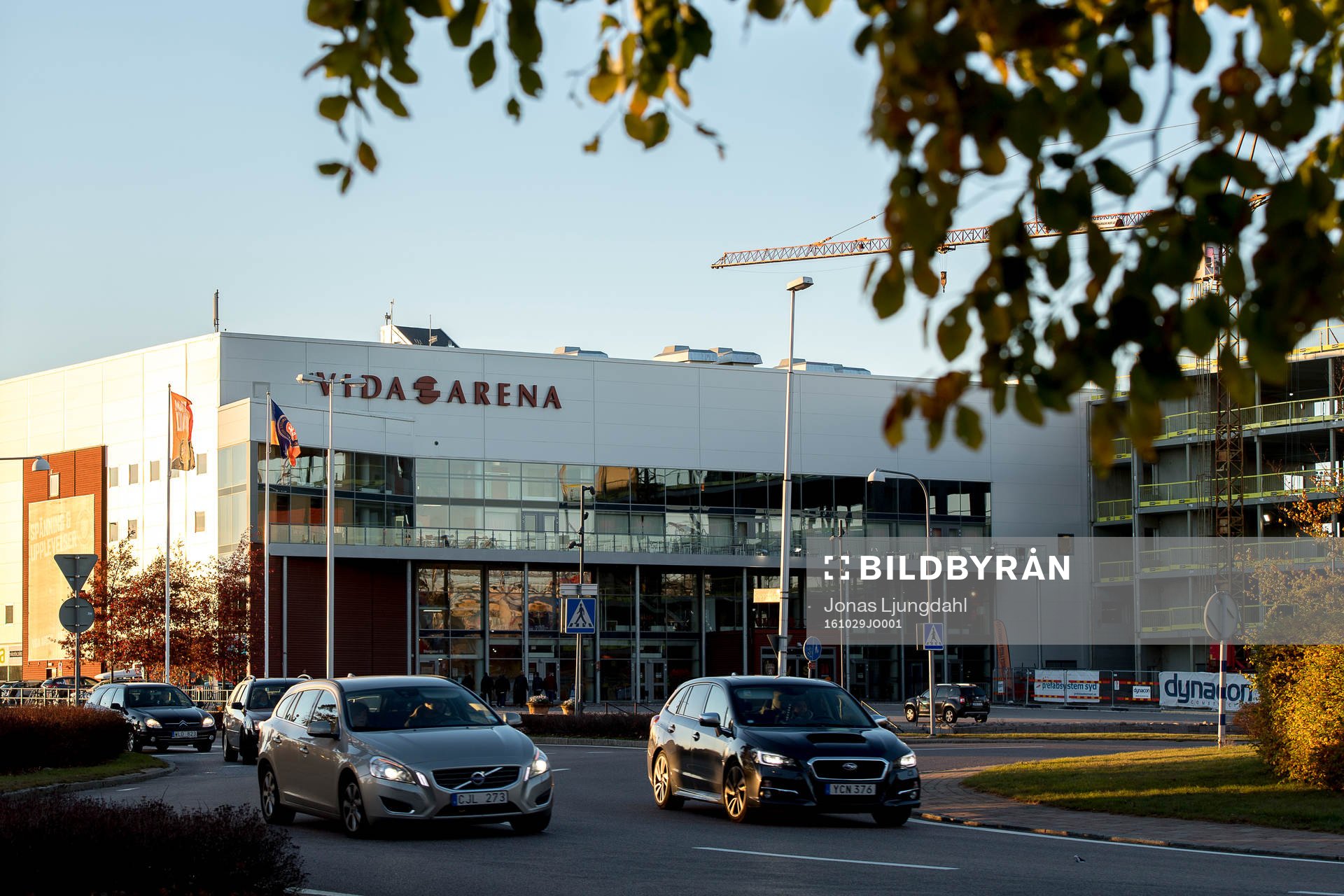 Generell exteriör vy av Vida arena före ishockeymatchen i