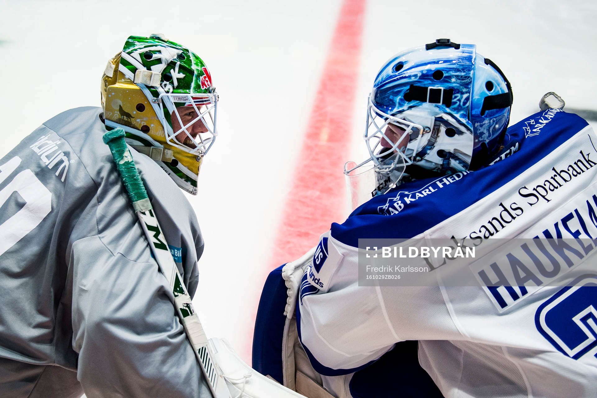 Färjestads målvakt Lars Haugen och Leksands målvakt