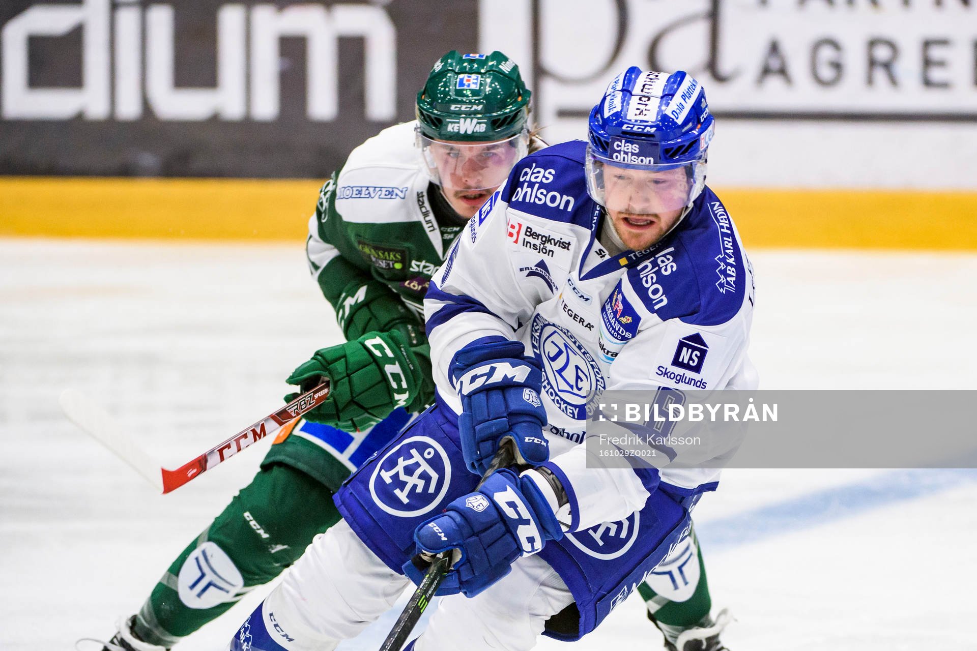 Färjestads Joakim Nygård och Leksands Joe Piskula
