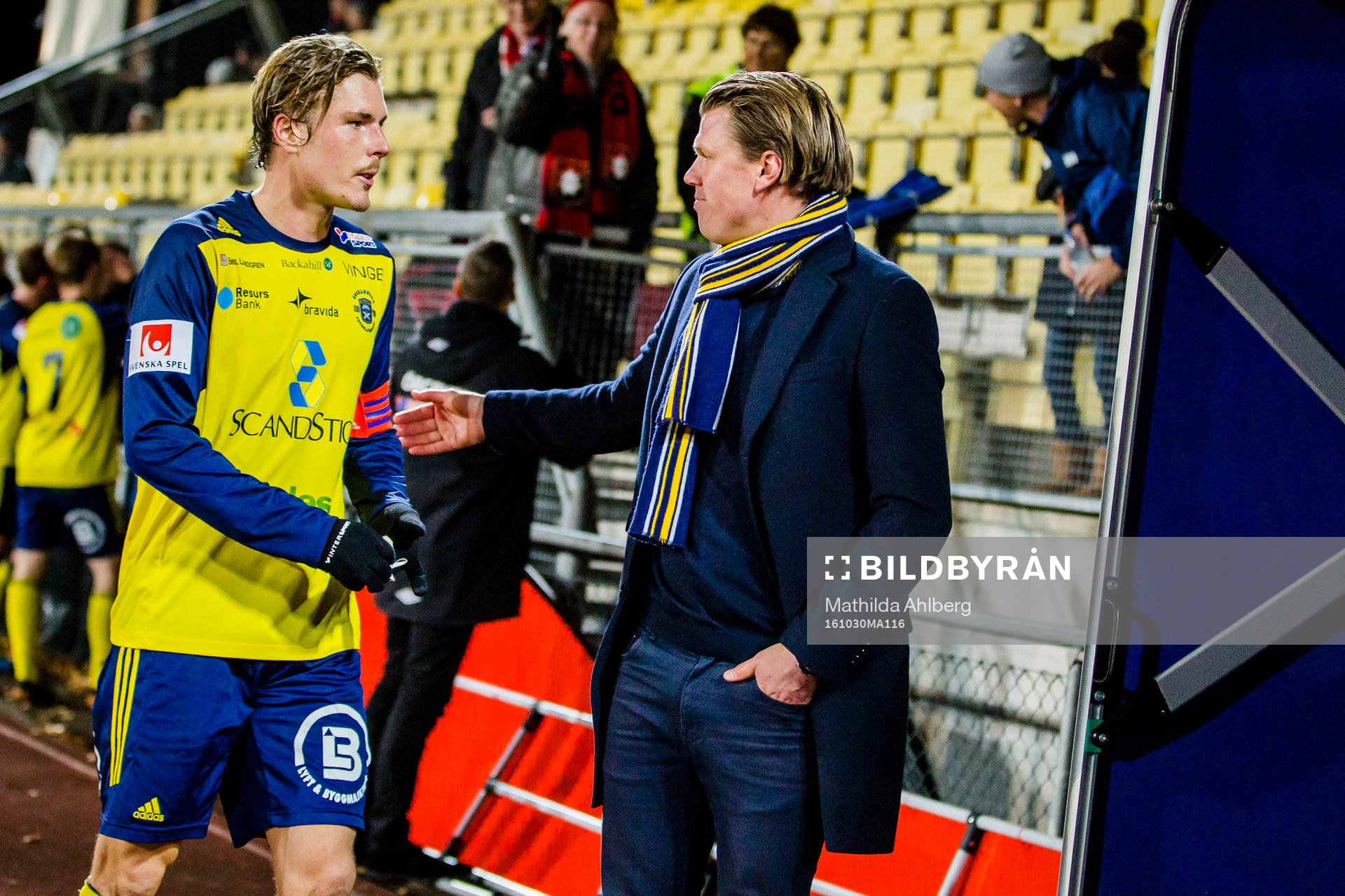 Ängelholms Marcus Bergholtz och tränare Christian