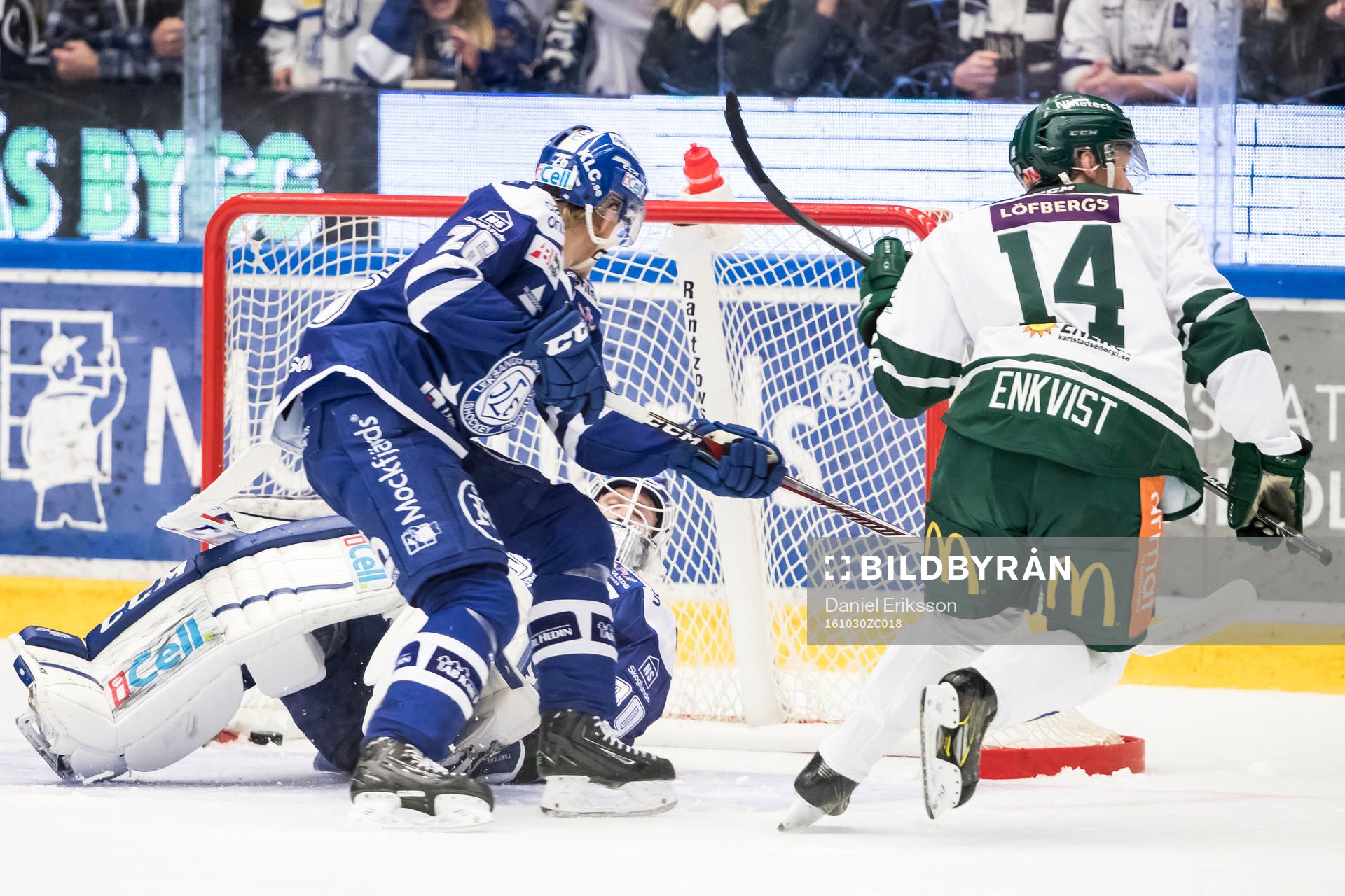 kvittering 1-1 bakom Leksands målvakt Henrik Haukeland
