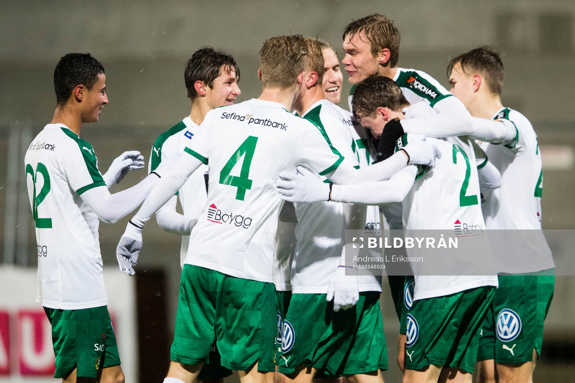 Hammarbys Ian Smith, Sebastian Hjerpebo och David Alm jublar