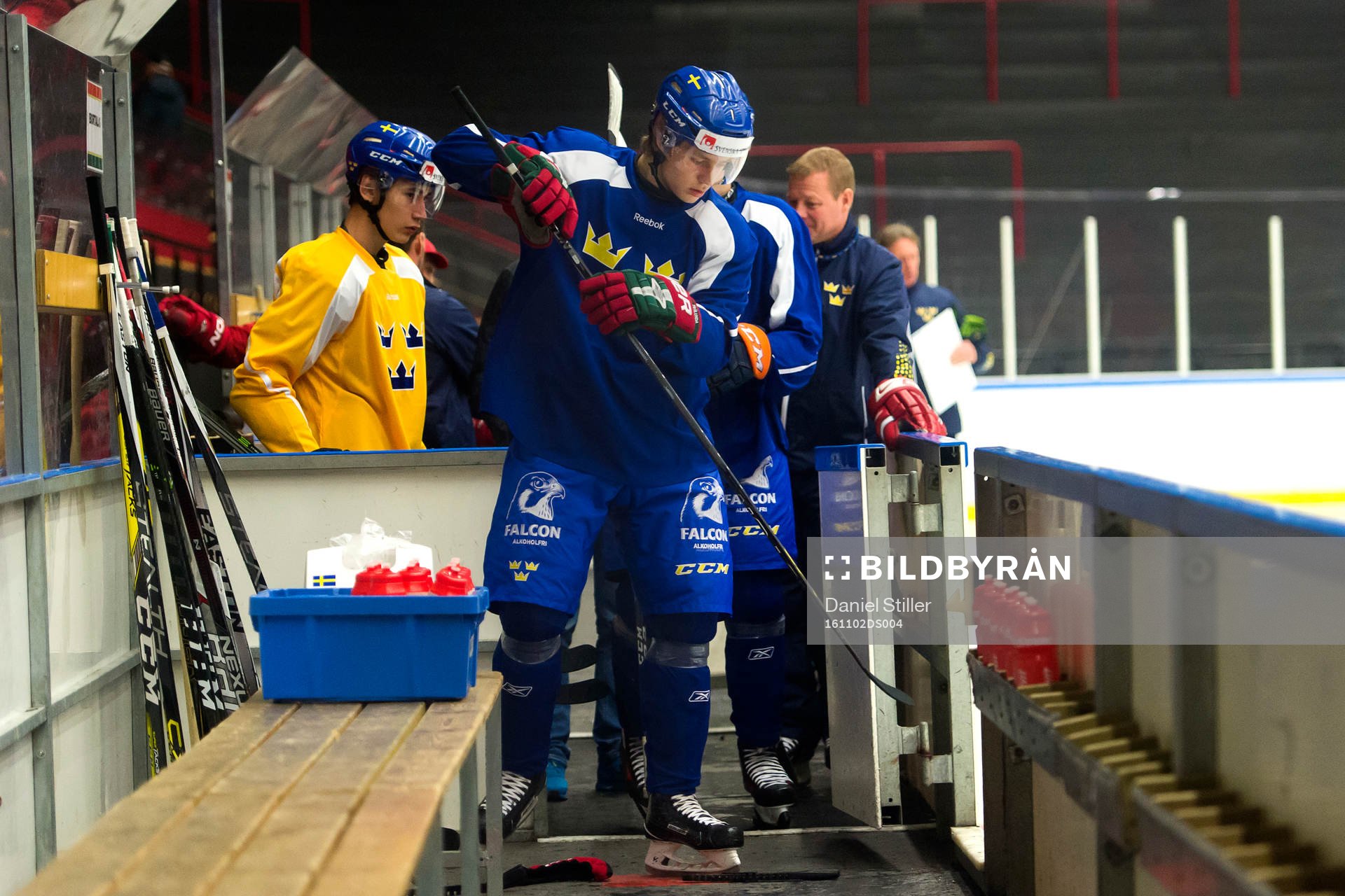Sveriges Kristoffer Gunnarsson går ut på isen
