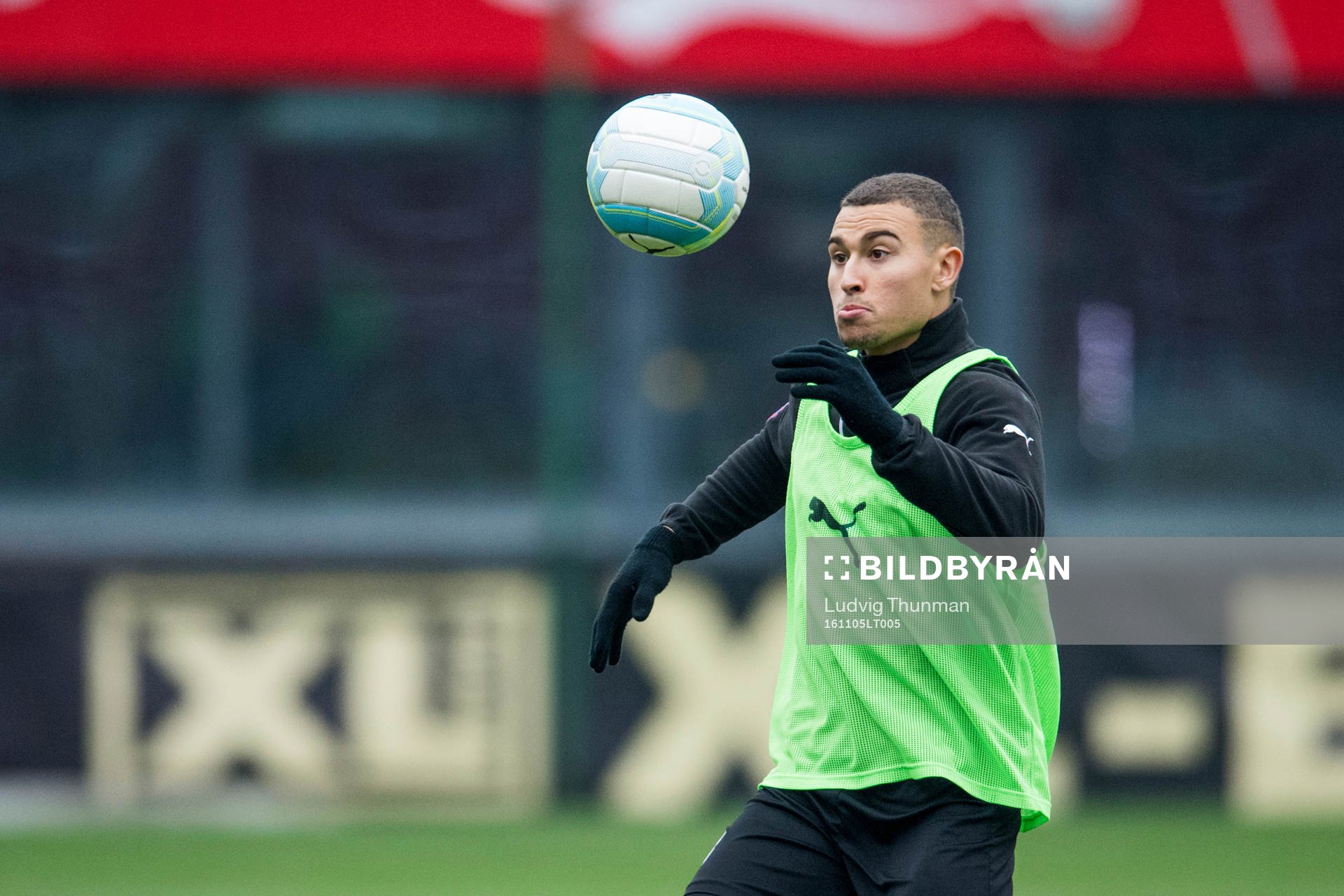Helsingborgs Jordan Larsson under en fotbollsträning med Helsingborg den 5 november 2016 i Helsingborg.