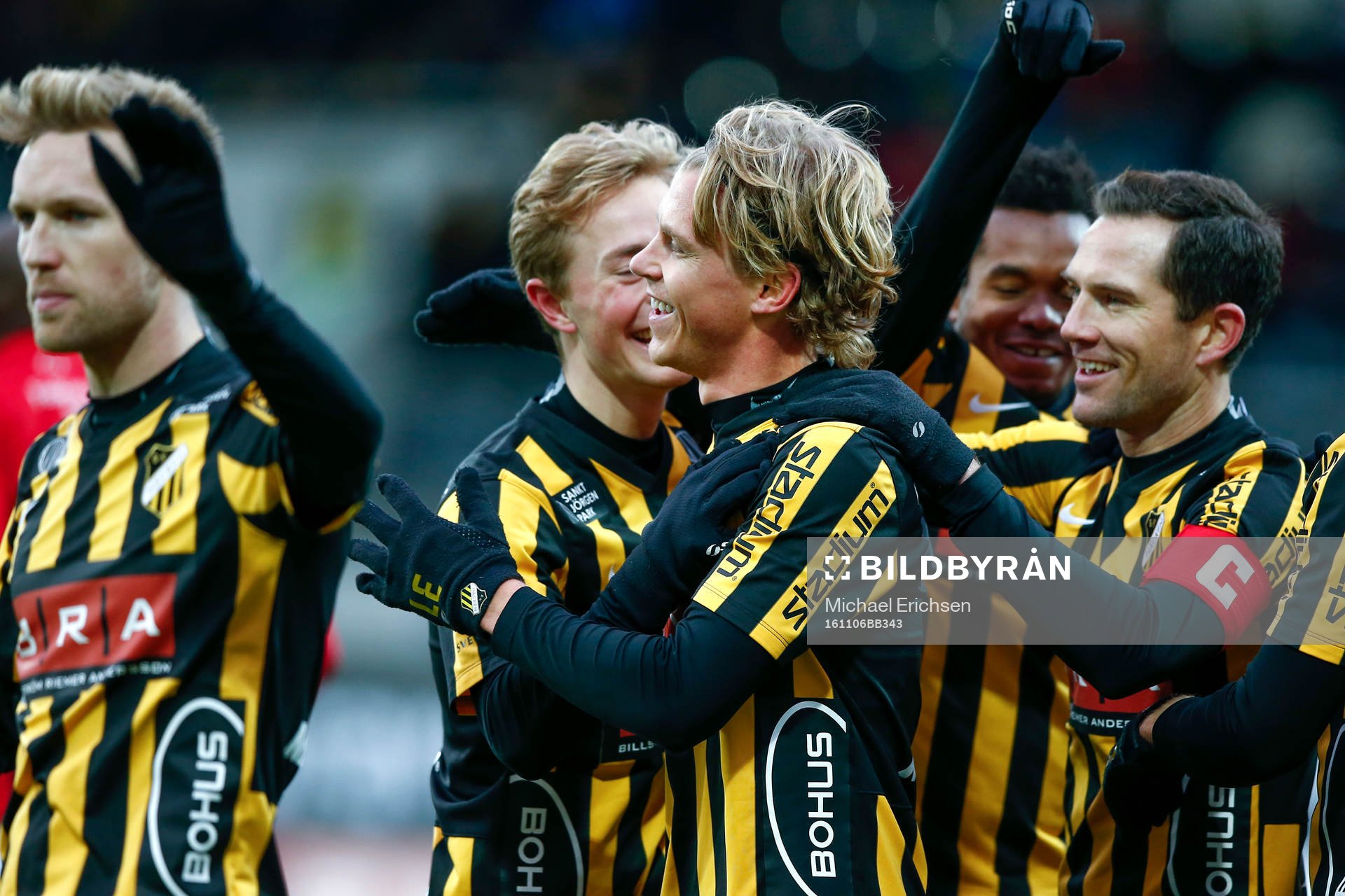 Häckens Rasmus Schuller jublar efter att han gjort 2-0 under fotbollsmatchen i Allsvenskan mellan Häcken och Falkenberg den 6 november 2016 i Göteborg.