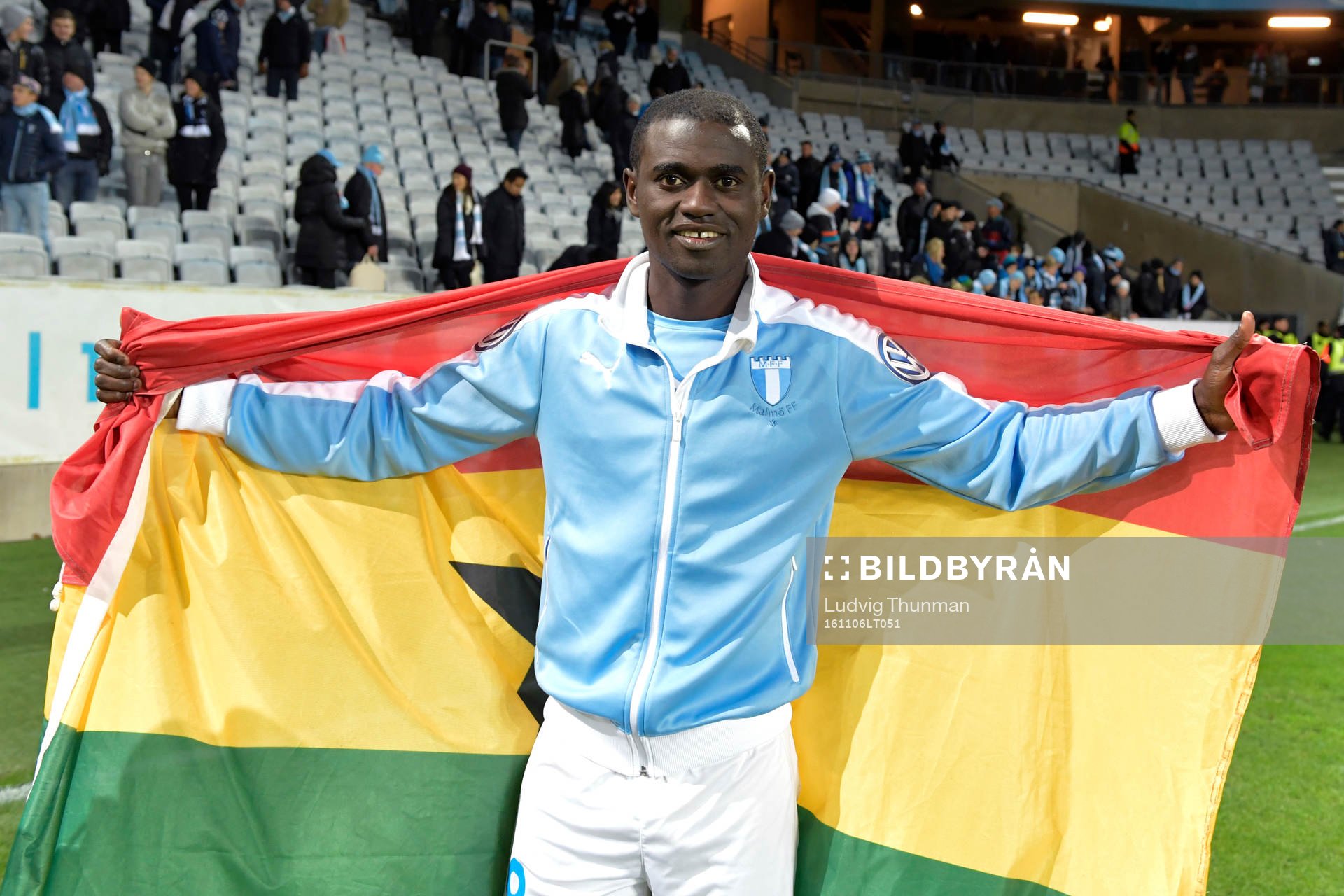 Malmö FFs Enock Kofi Adu jublar för SM-guldet