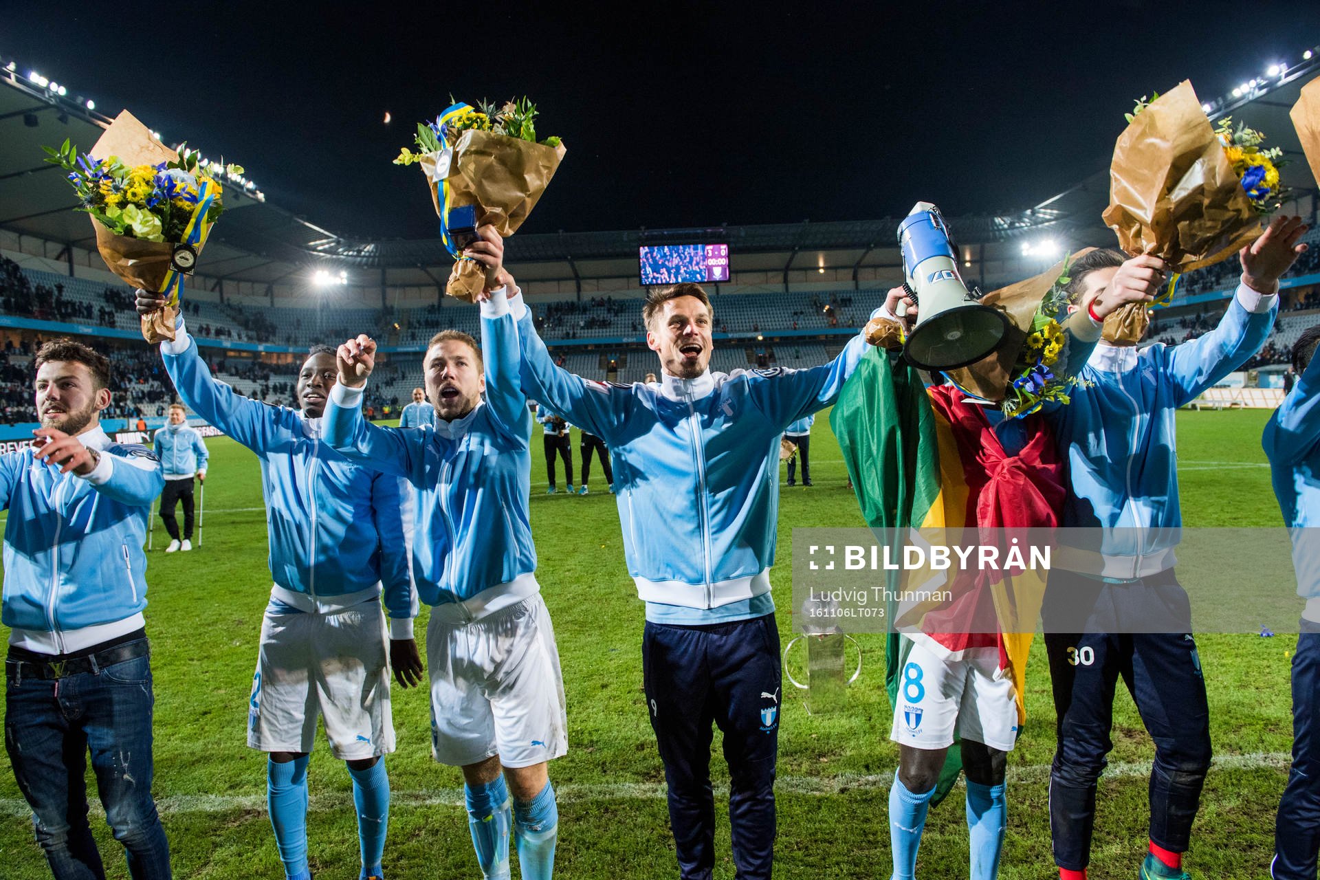 Malmö FFs Markus Rosenberg jublar med lagkamraterna