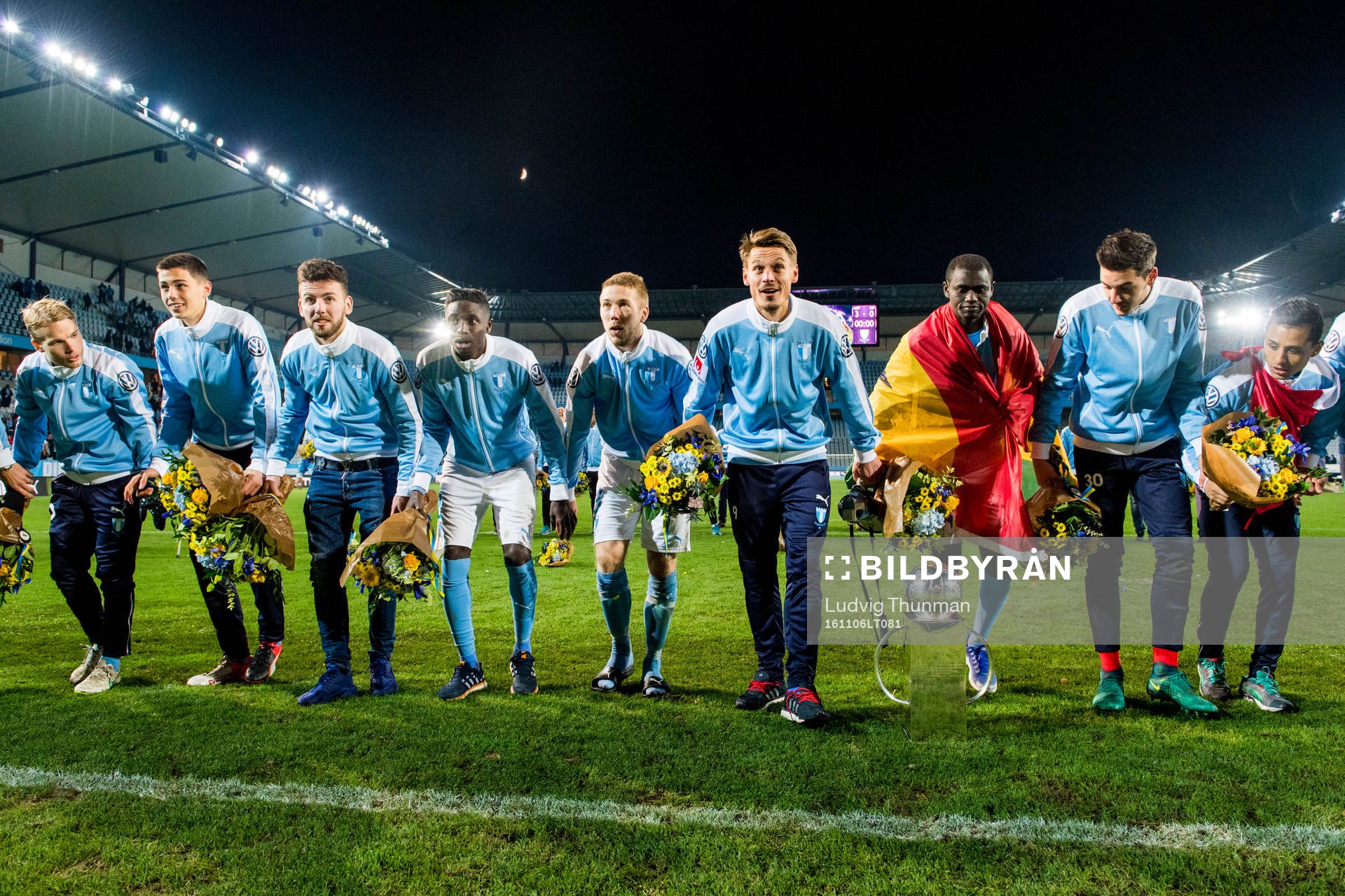 Malmö FFs spelare med Erdal Rakip, Pa Konate, Anton