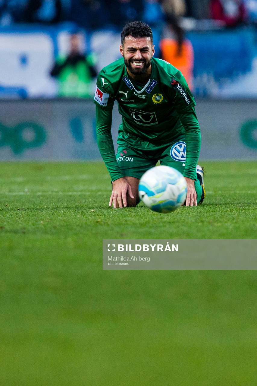 Hammarbys Imad Khalili grimaserar