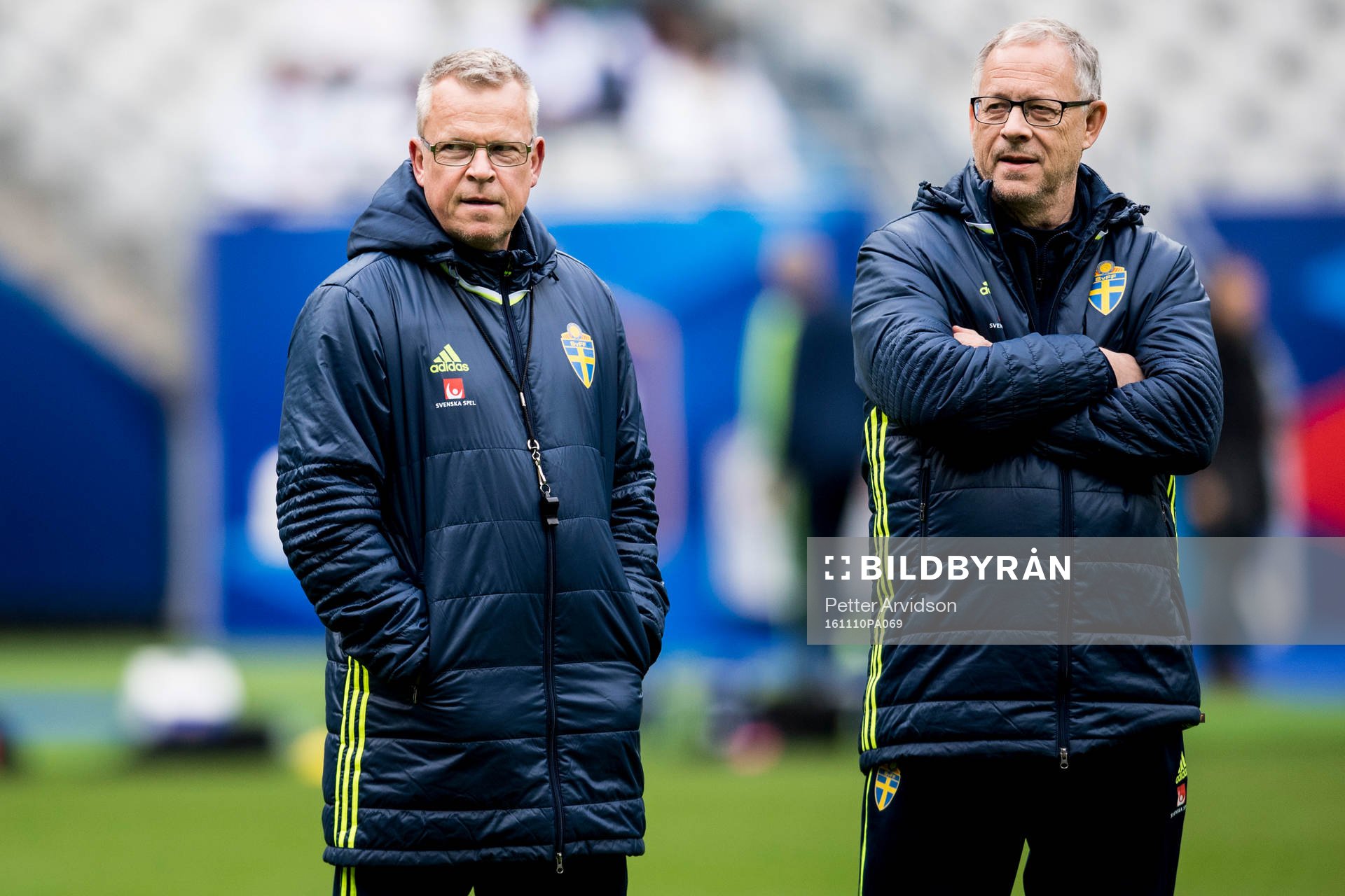 Förbundskapten Janne Andersson och rådgivare Lars