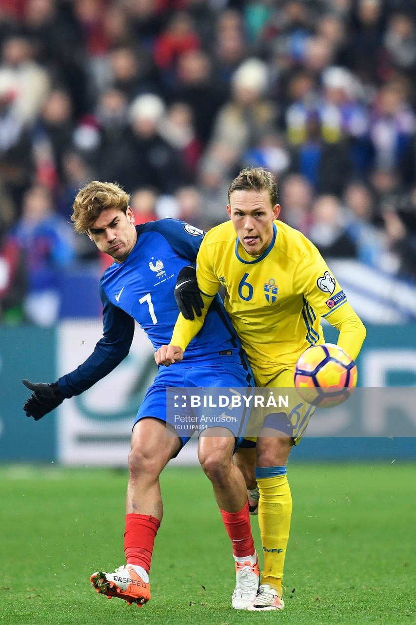 Frankrikes Antoine Griezmann och Sveriges Ludwig