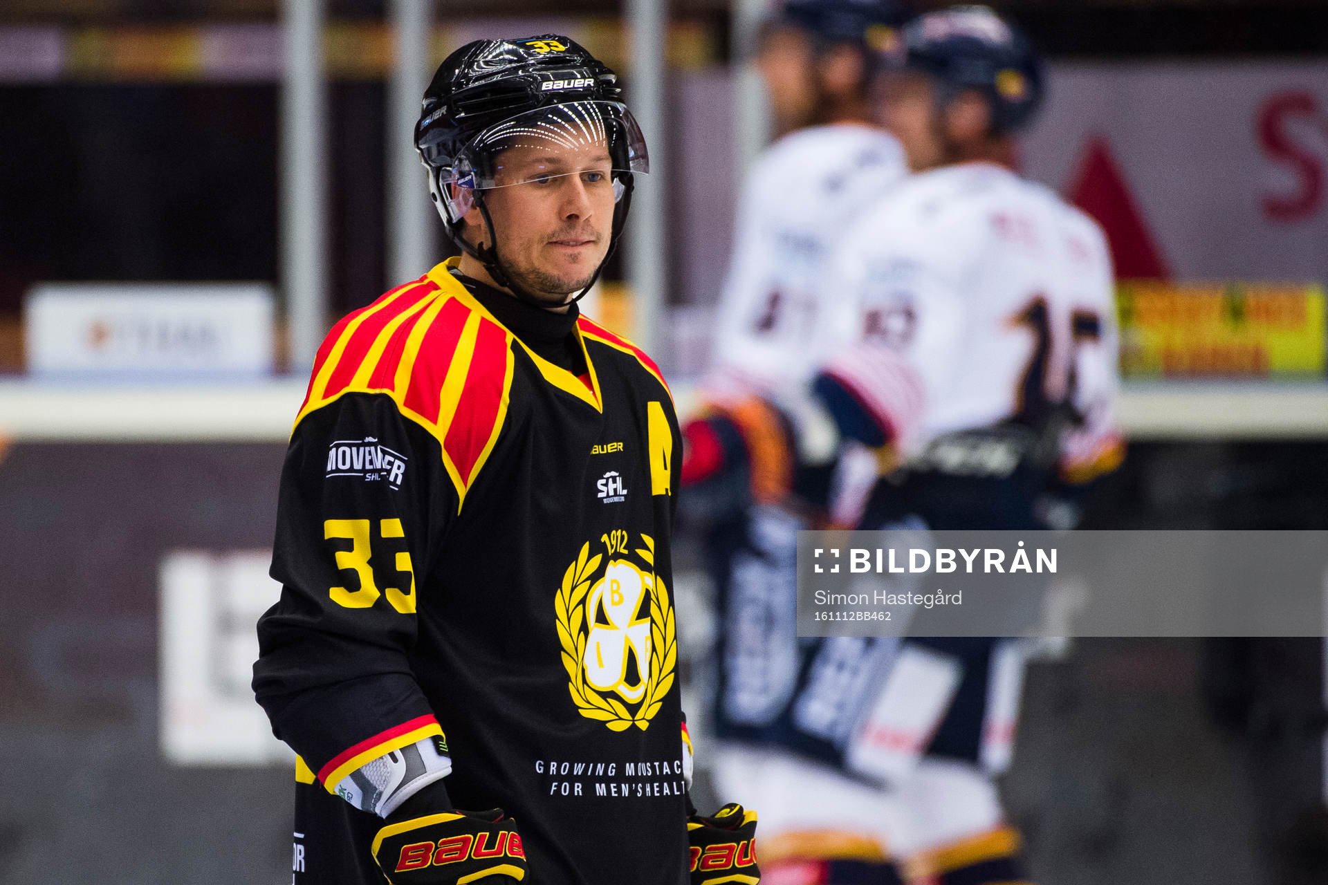 Brynäs Elias Fälth före ishockeymatchen i SHL mellan