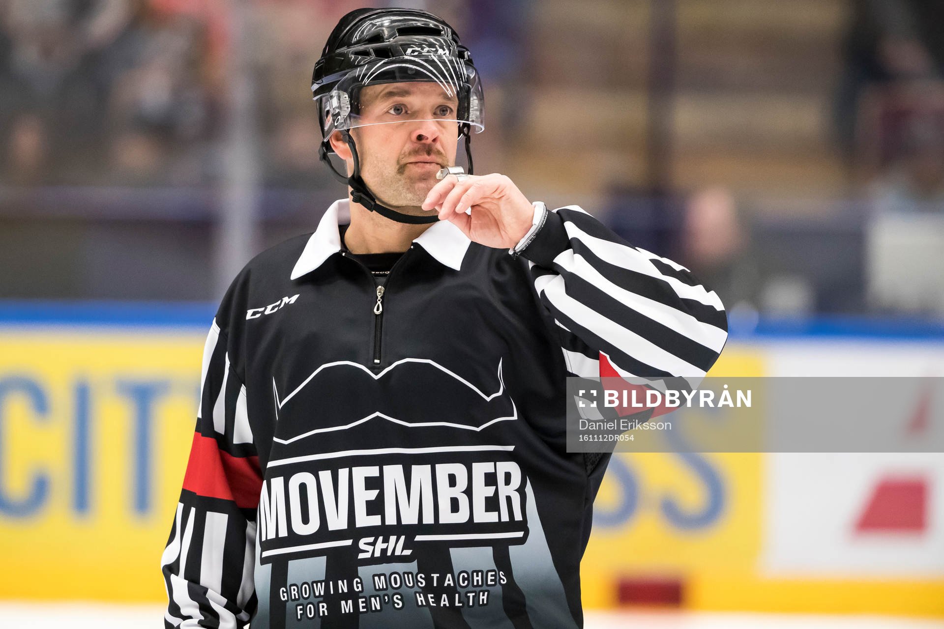 Domare Patrik Sjöberg i ishockeymatchen i SHL mellan